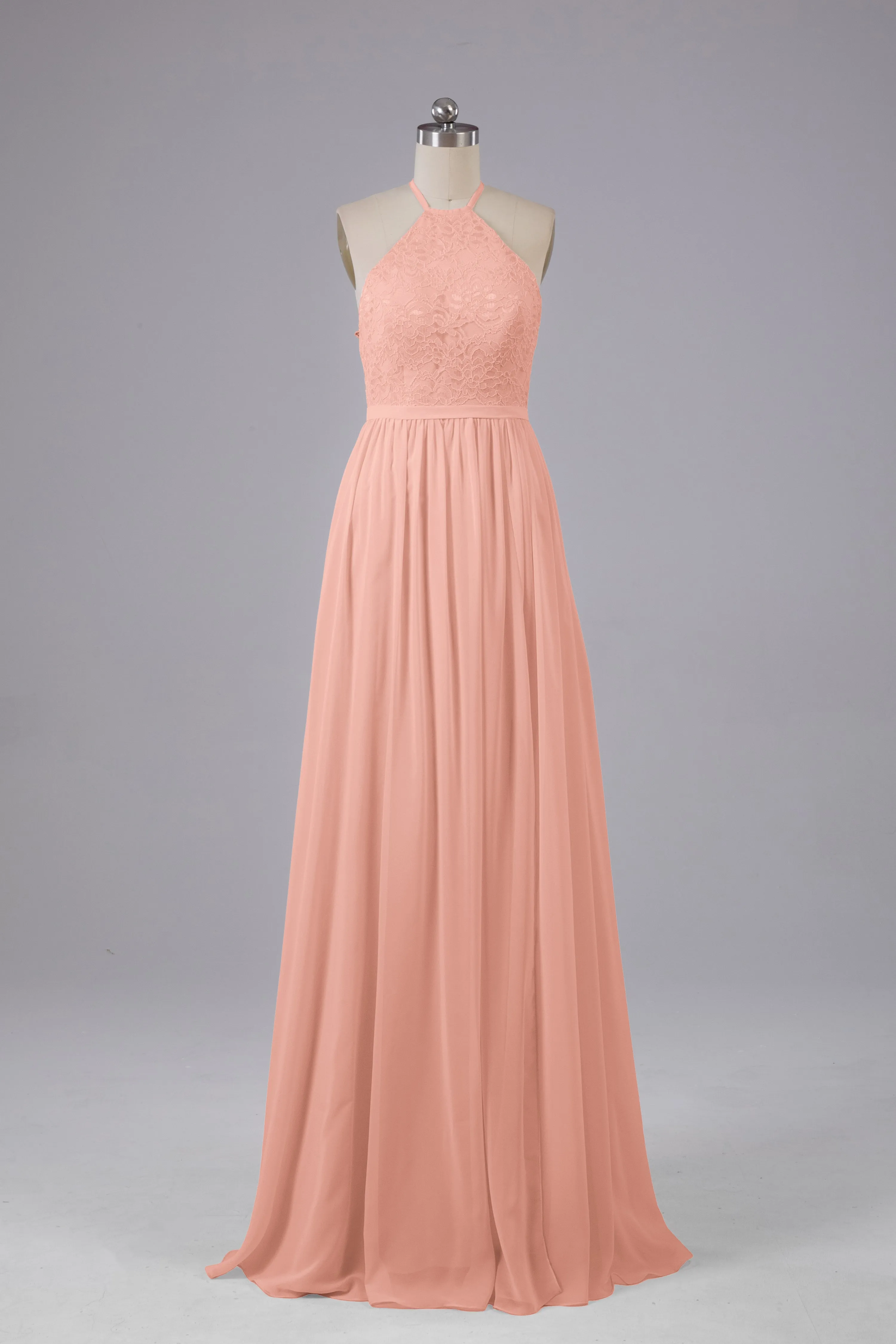 Chiffon Halter A-line Floor Length Bridesmaid Dresses
