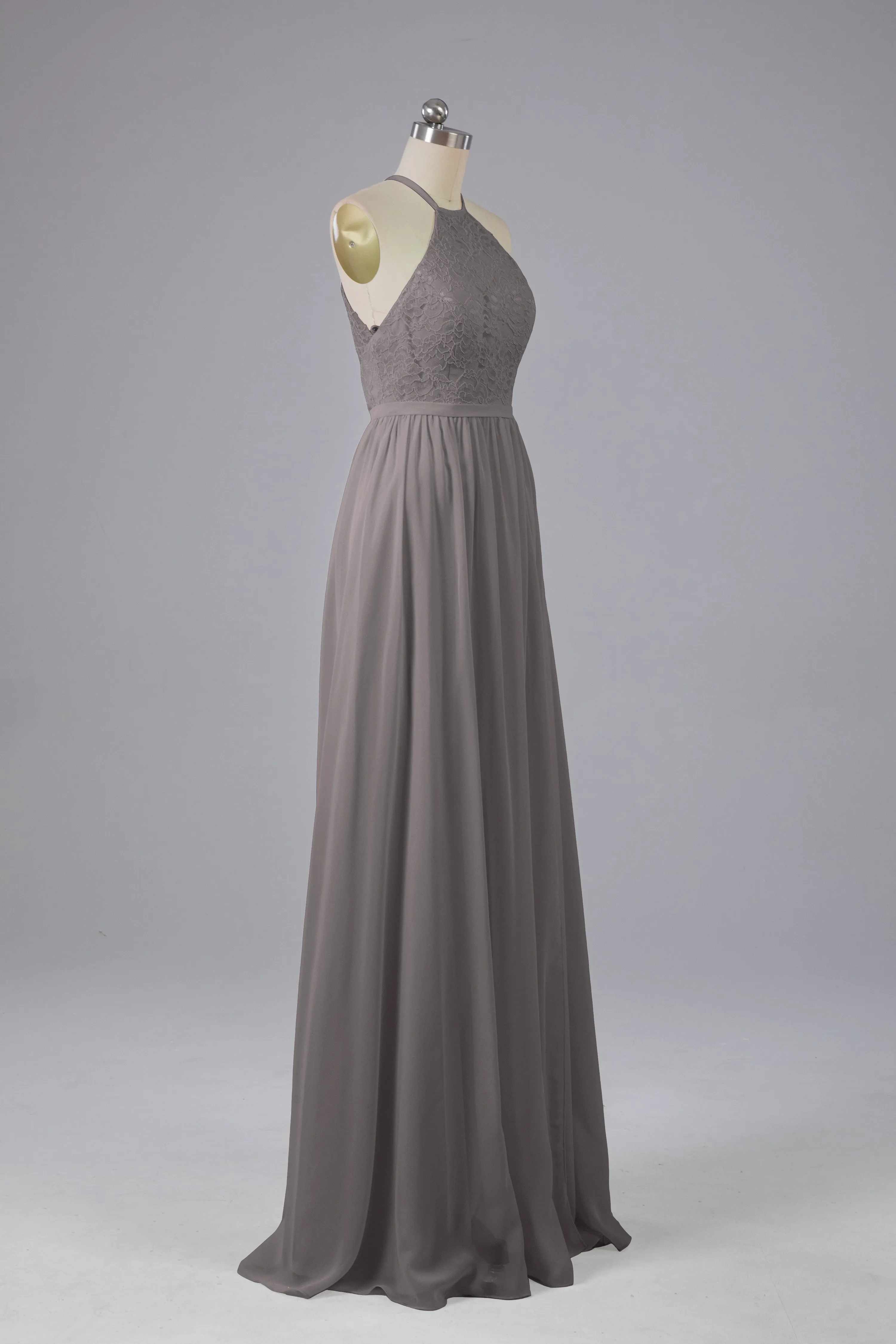 Chiffon Halter A-line Floor Length Bridesmaid Dresses