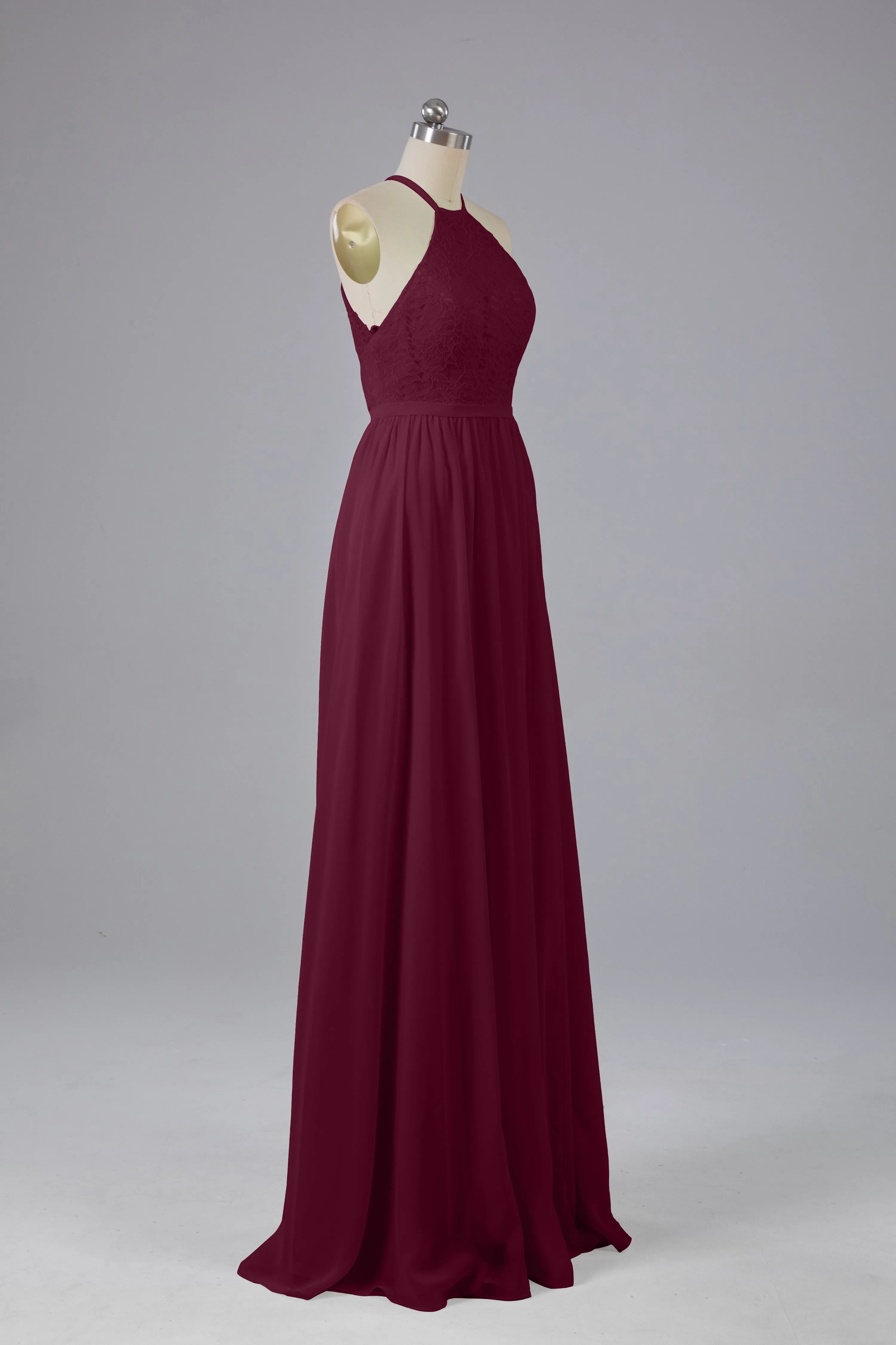 Chiffon Halter A-line Floor Length Bridesmaid Dresses