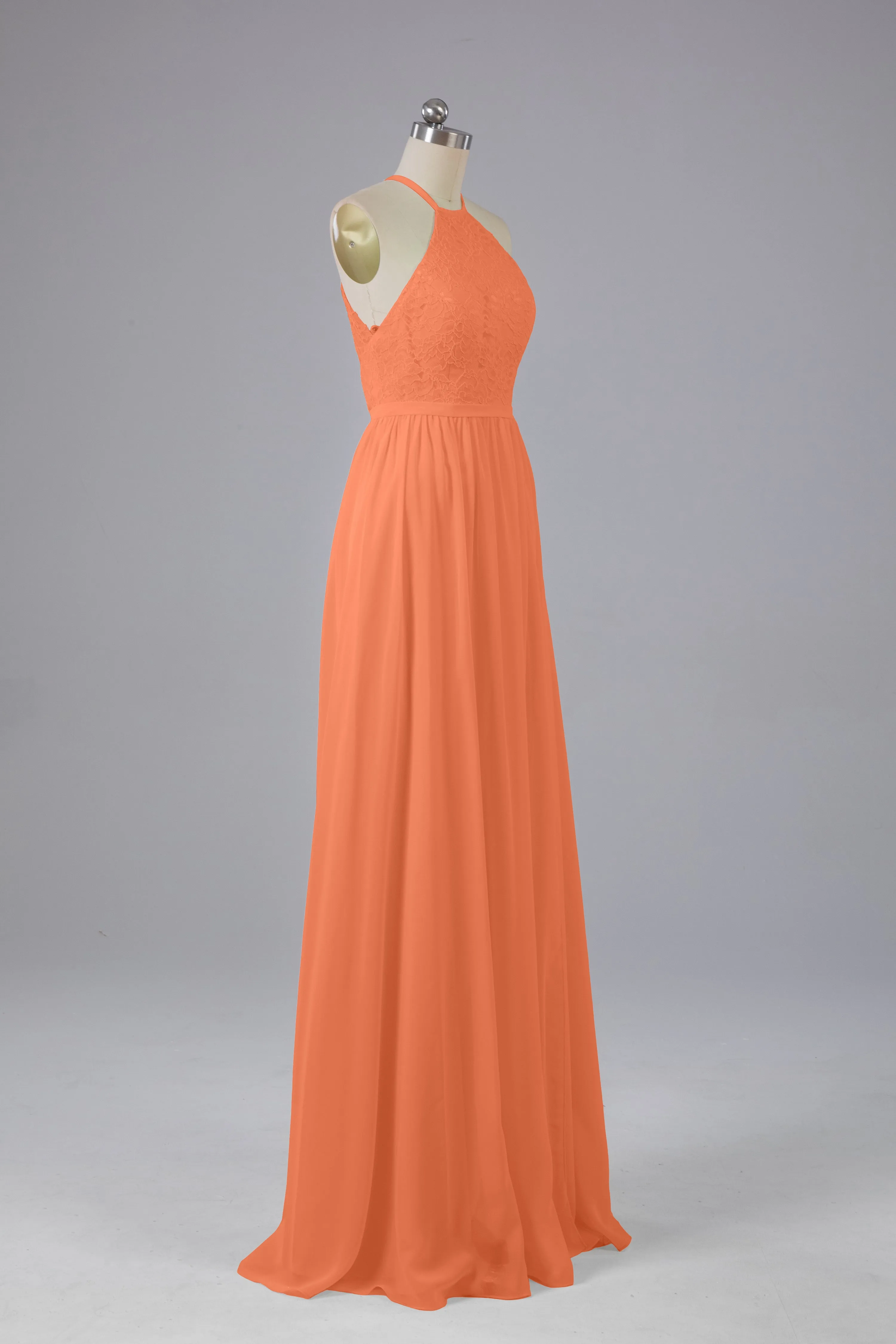 Chiffon Halter A-line Floor Length Bridesmaid Dresses