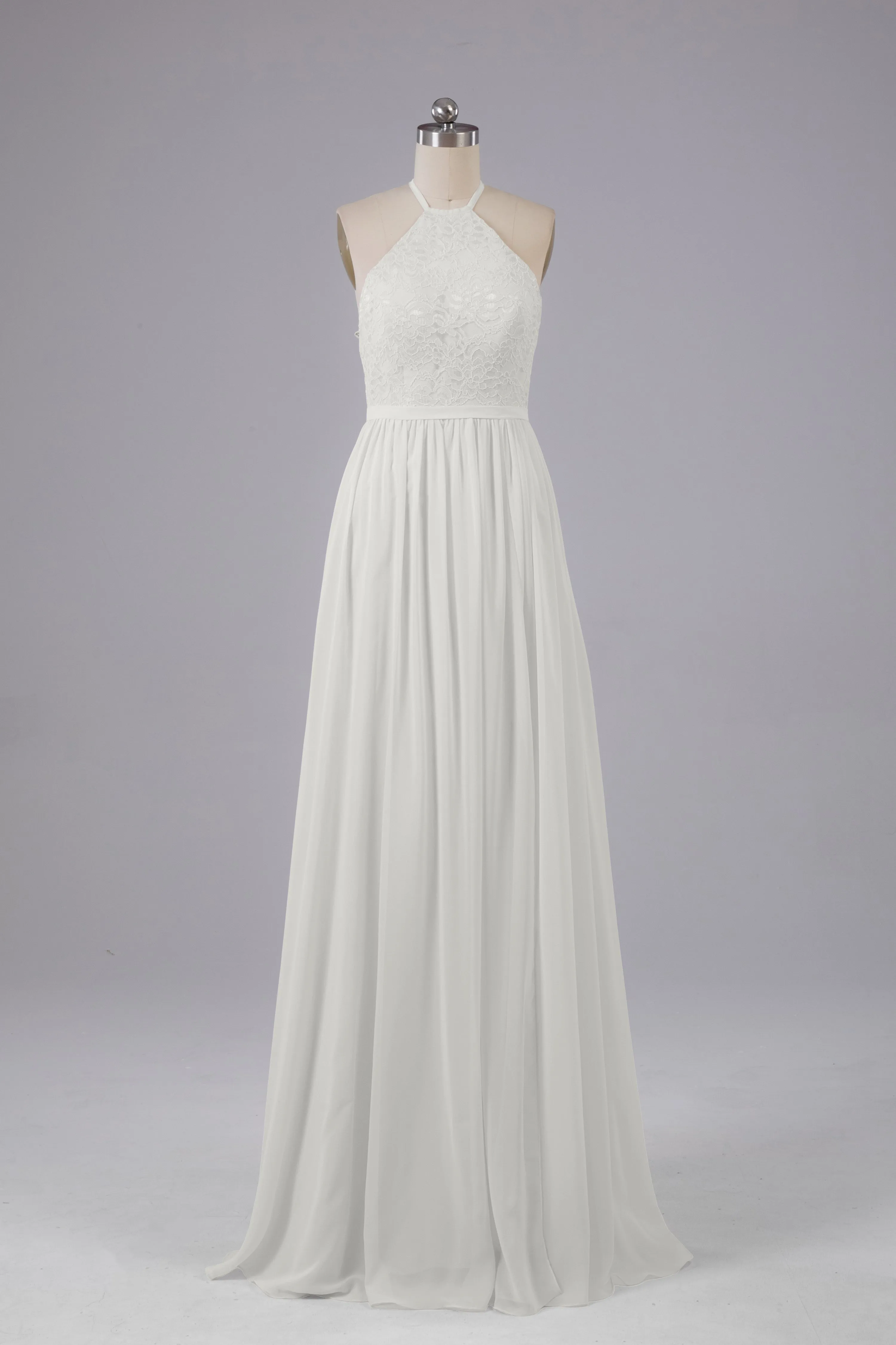 Chiffon Halter A-line Floor Length Bridesmaid Dresses