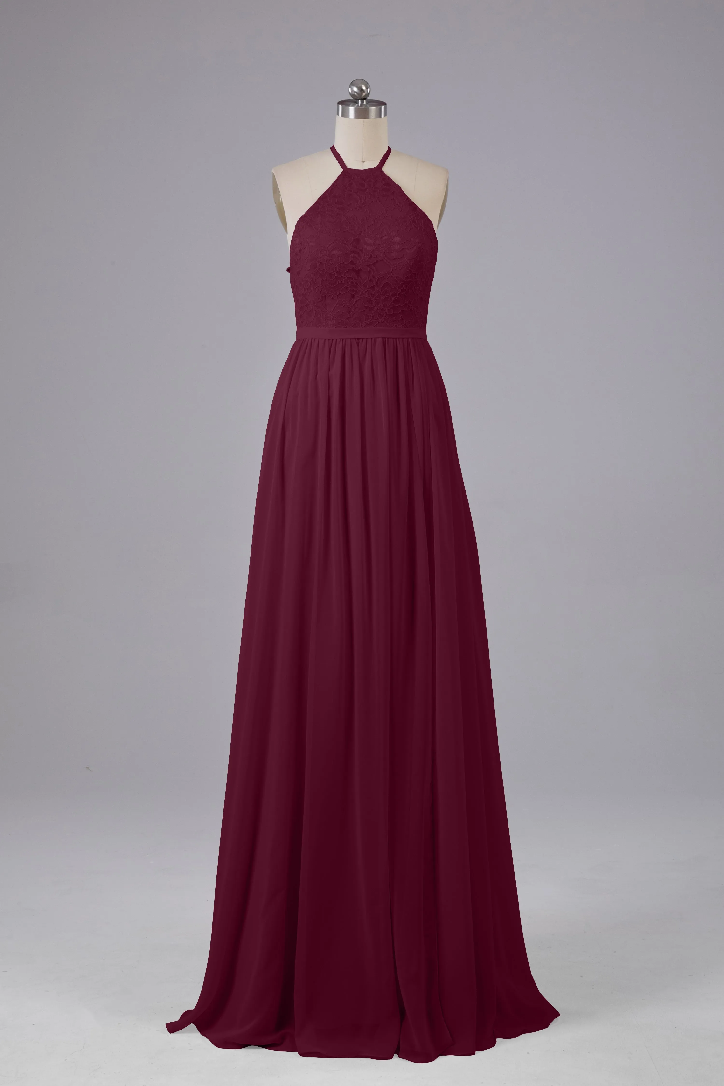 Chiffon Halter A-line Floor Length Bridesmaid Dresses