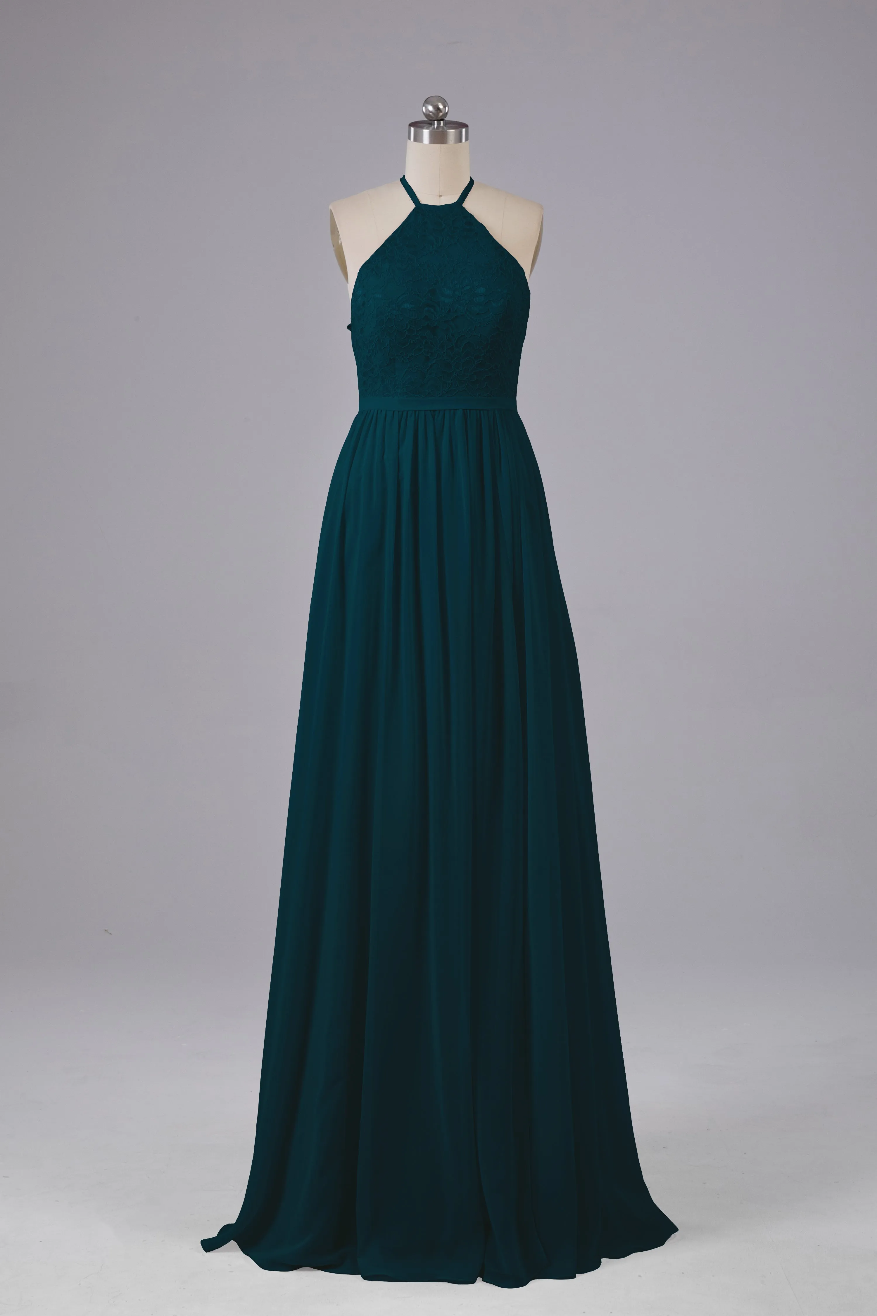 Chiffon Halter A-line Floor Length Bridesmaid Dresses