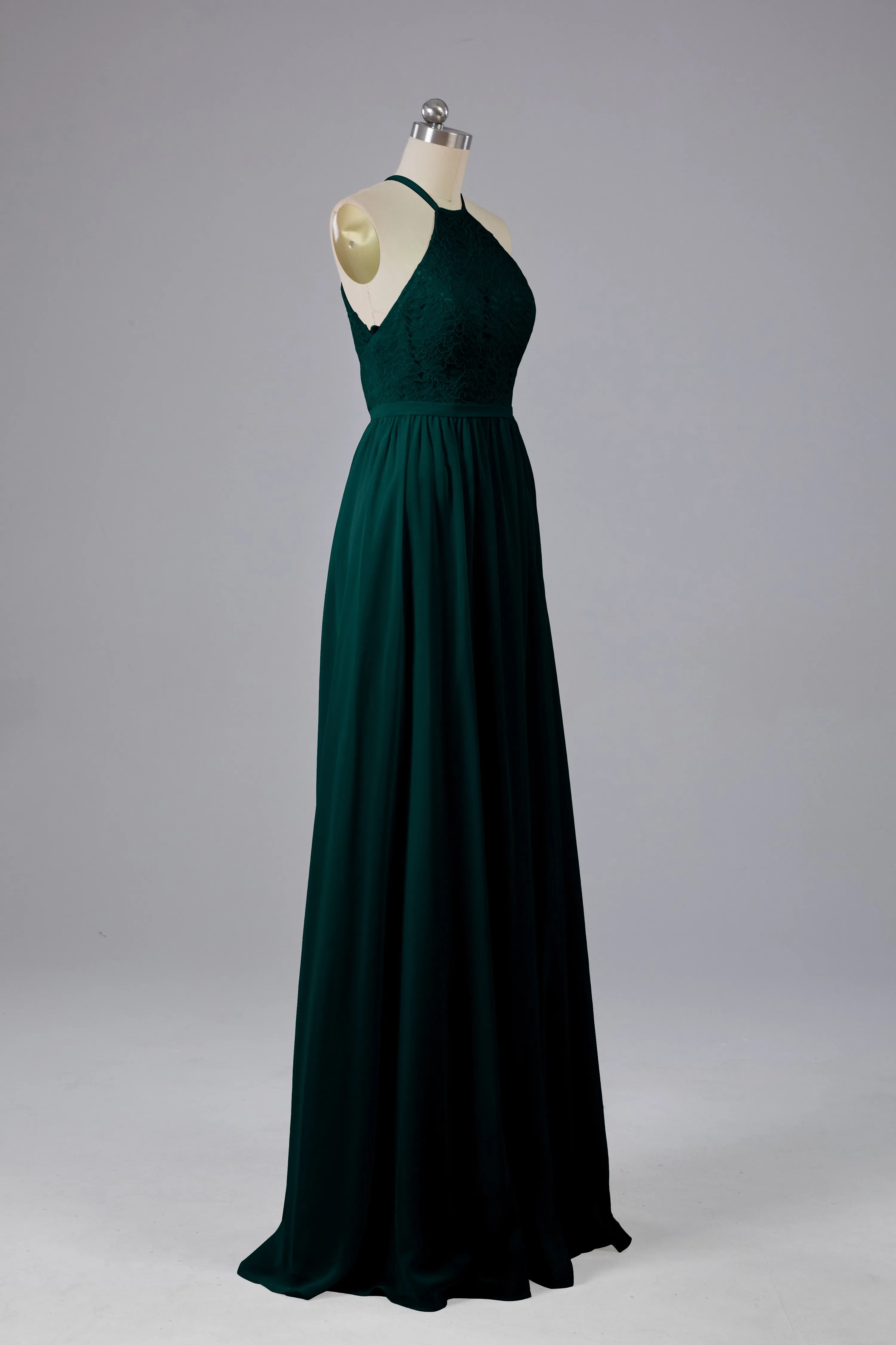 Chiffon Halter A-line Floor Length Bridesmaid Dresses
