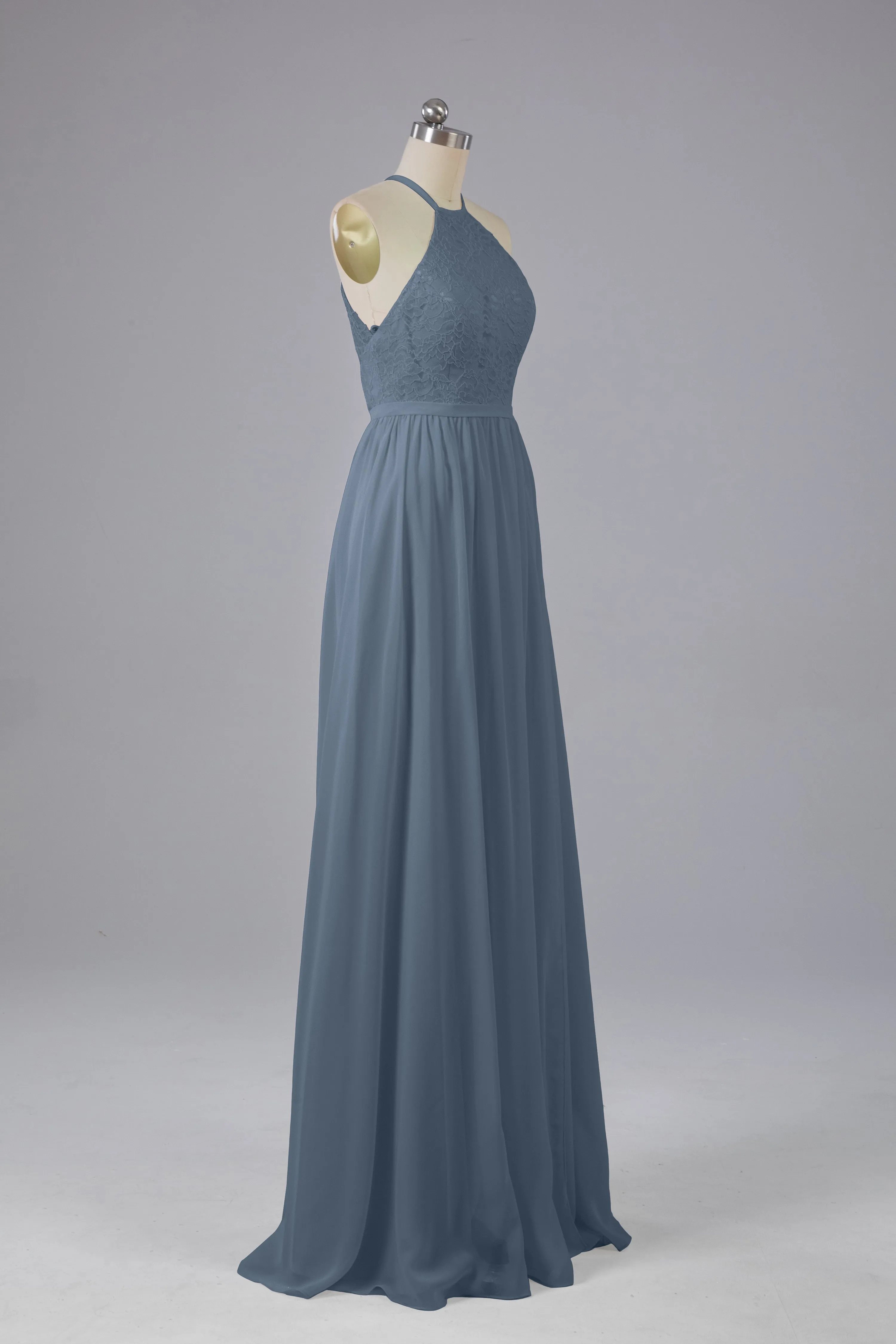 Chiffon Halter A-line Floor Length Bridesmaid Dresses