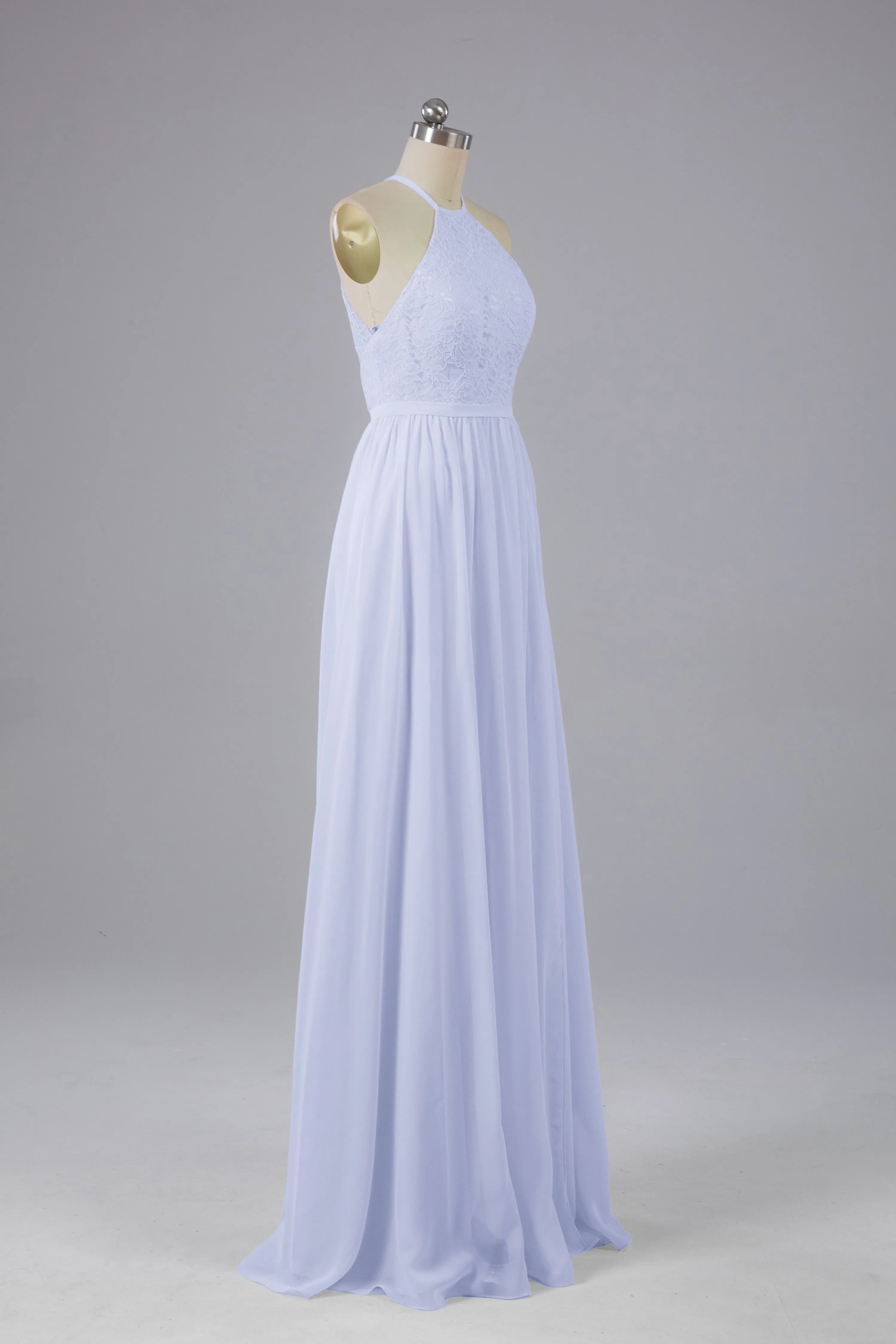 Chiffon Halter A-line Floor Length Bridesmaid Dresses