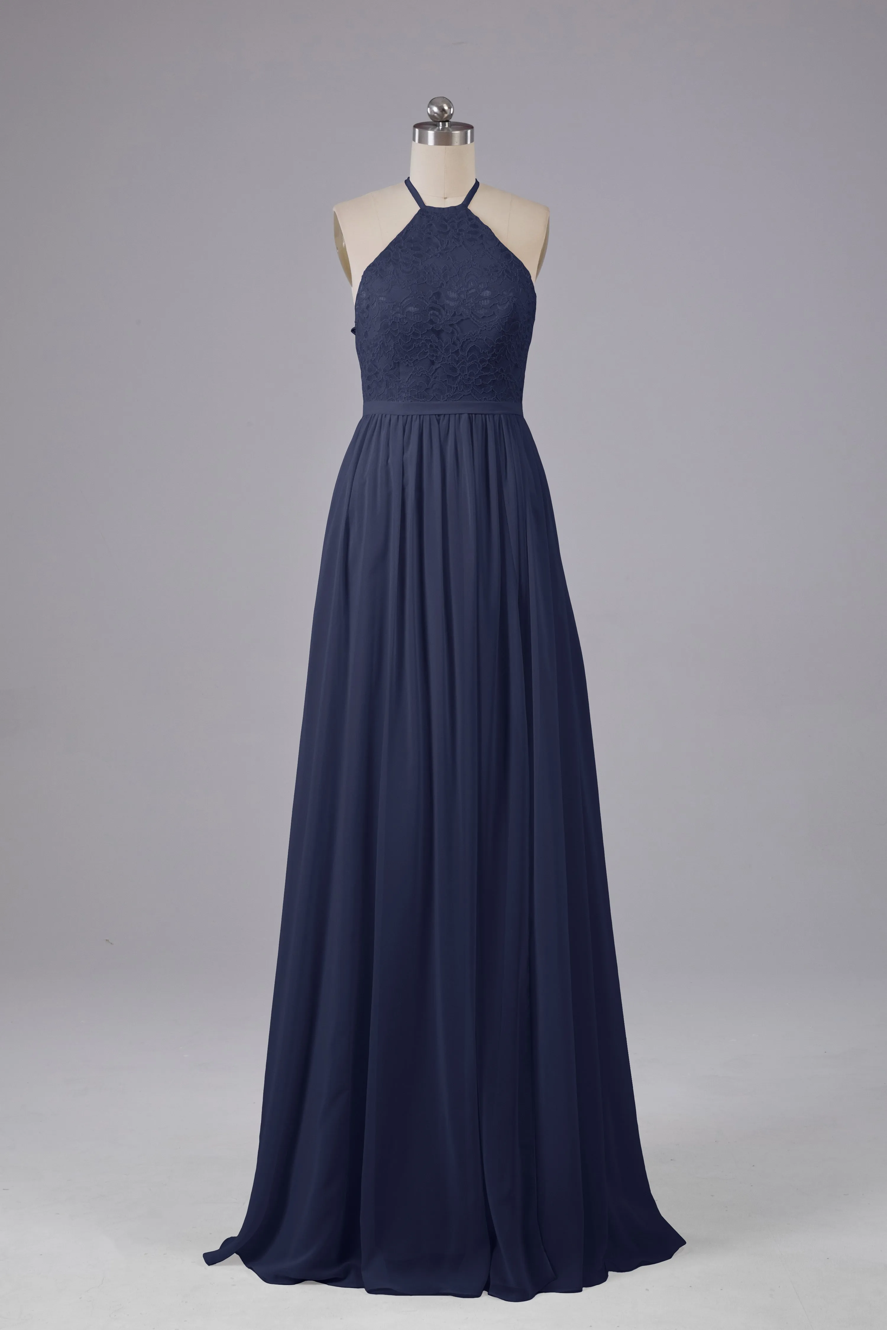 Chiffon Halter A-line Floor Length Bridesmaid Dresses