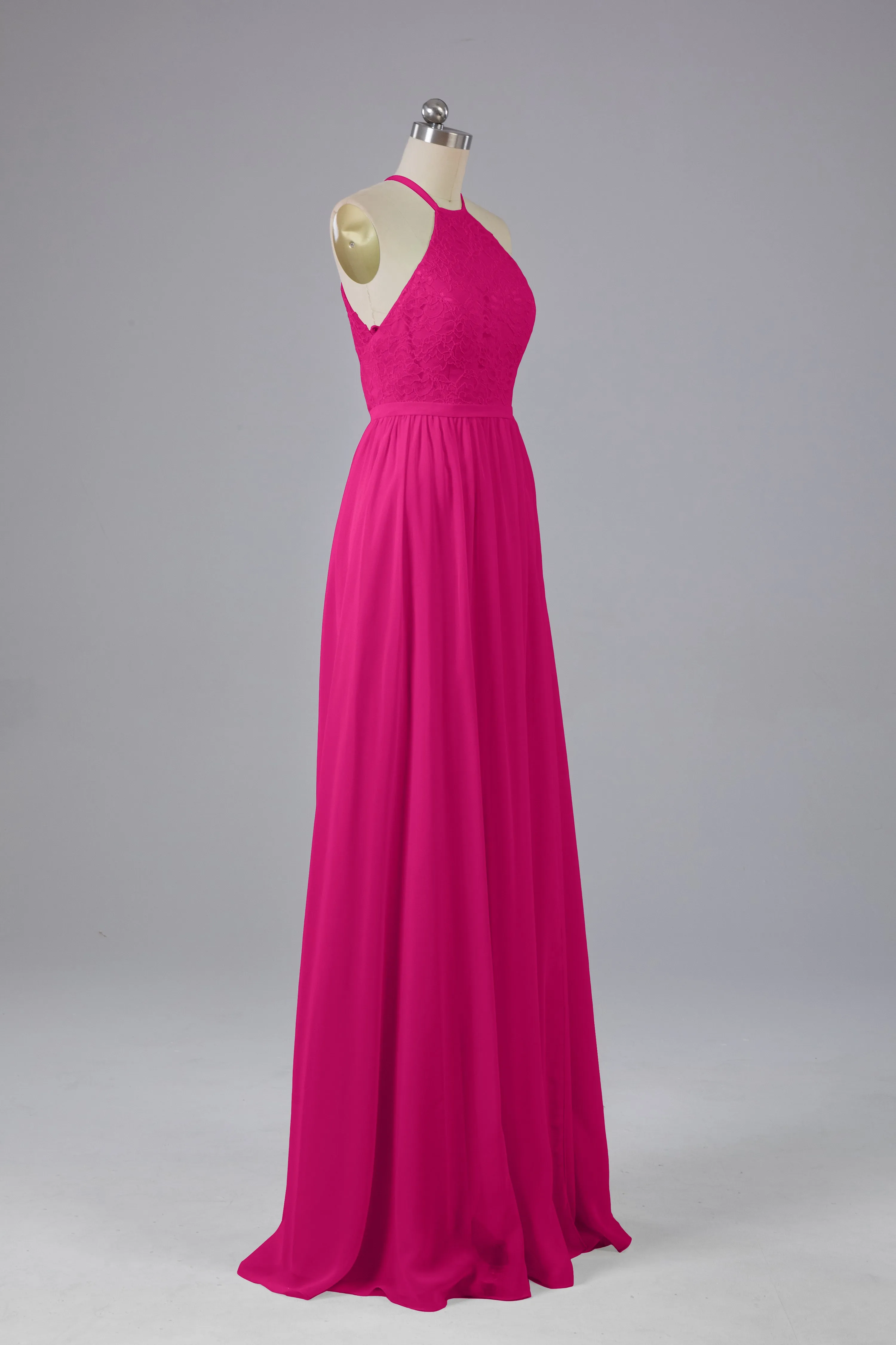 Chiffon Halter A-line Floor Length Bridesmaid Dresses