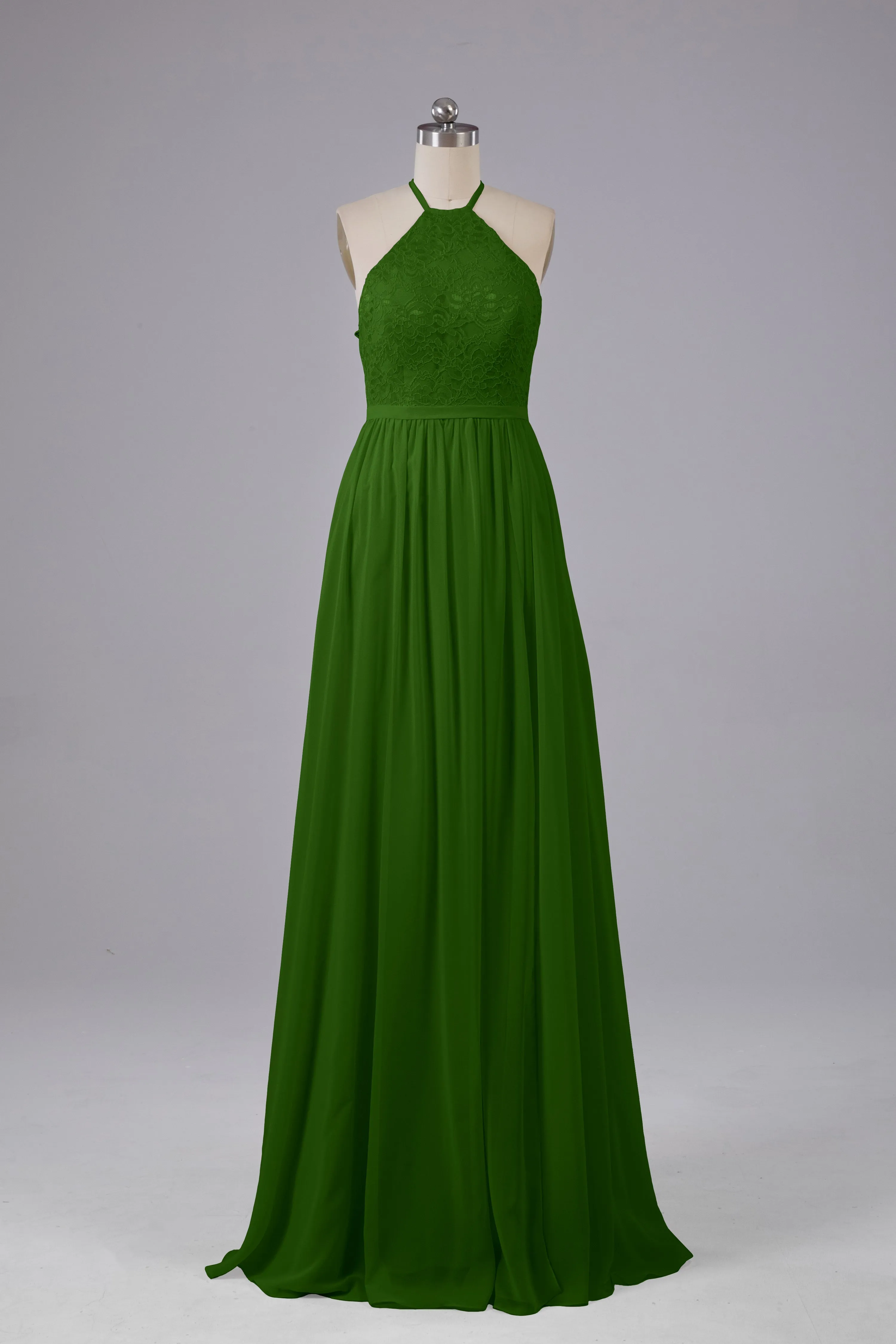 Chiffon Halter A-line Floor Length Bridesmaid Dresses