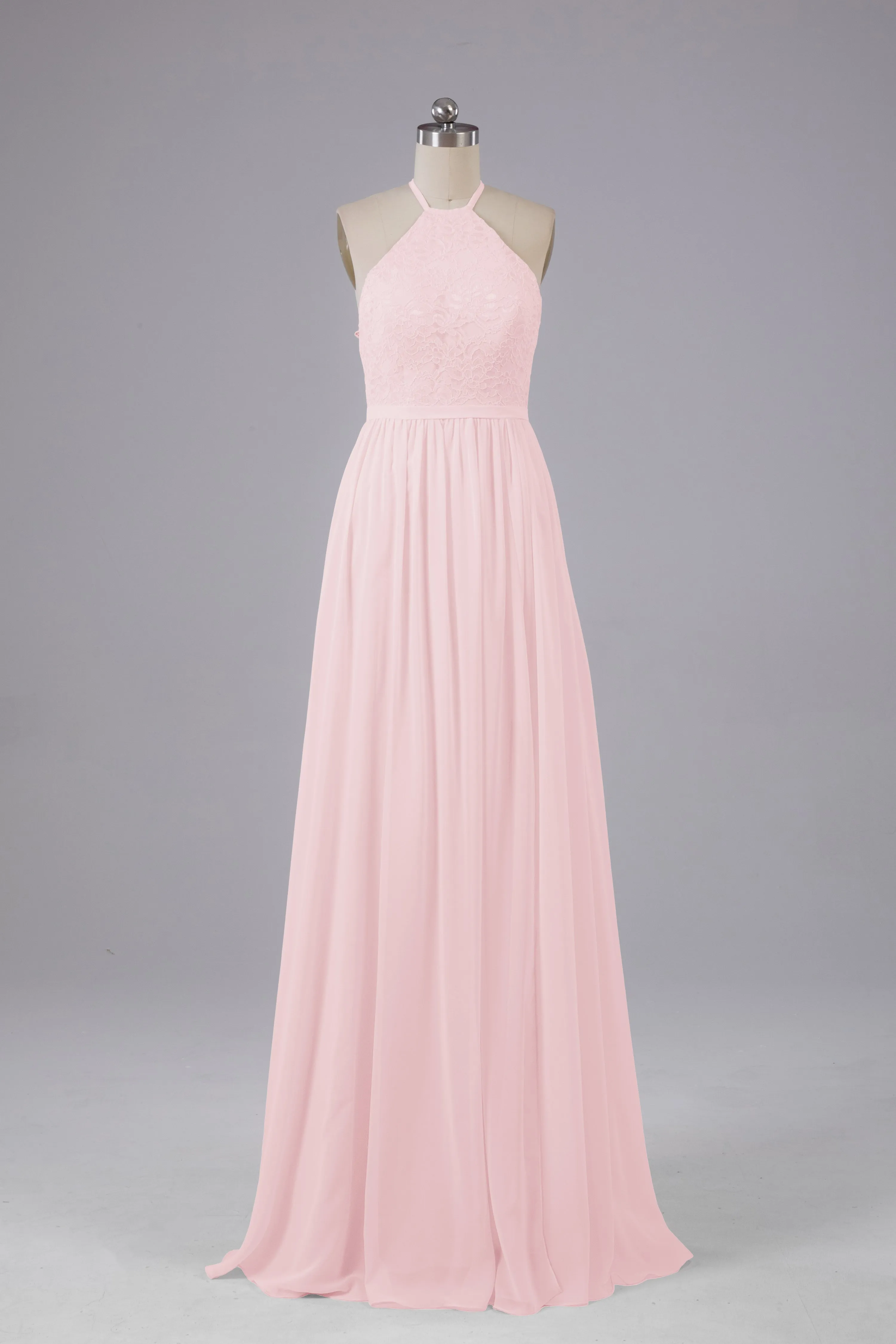 Chiffon Halter A-line Floor Length Bridesmaid Dresses