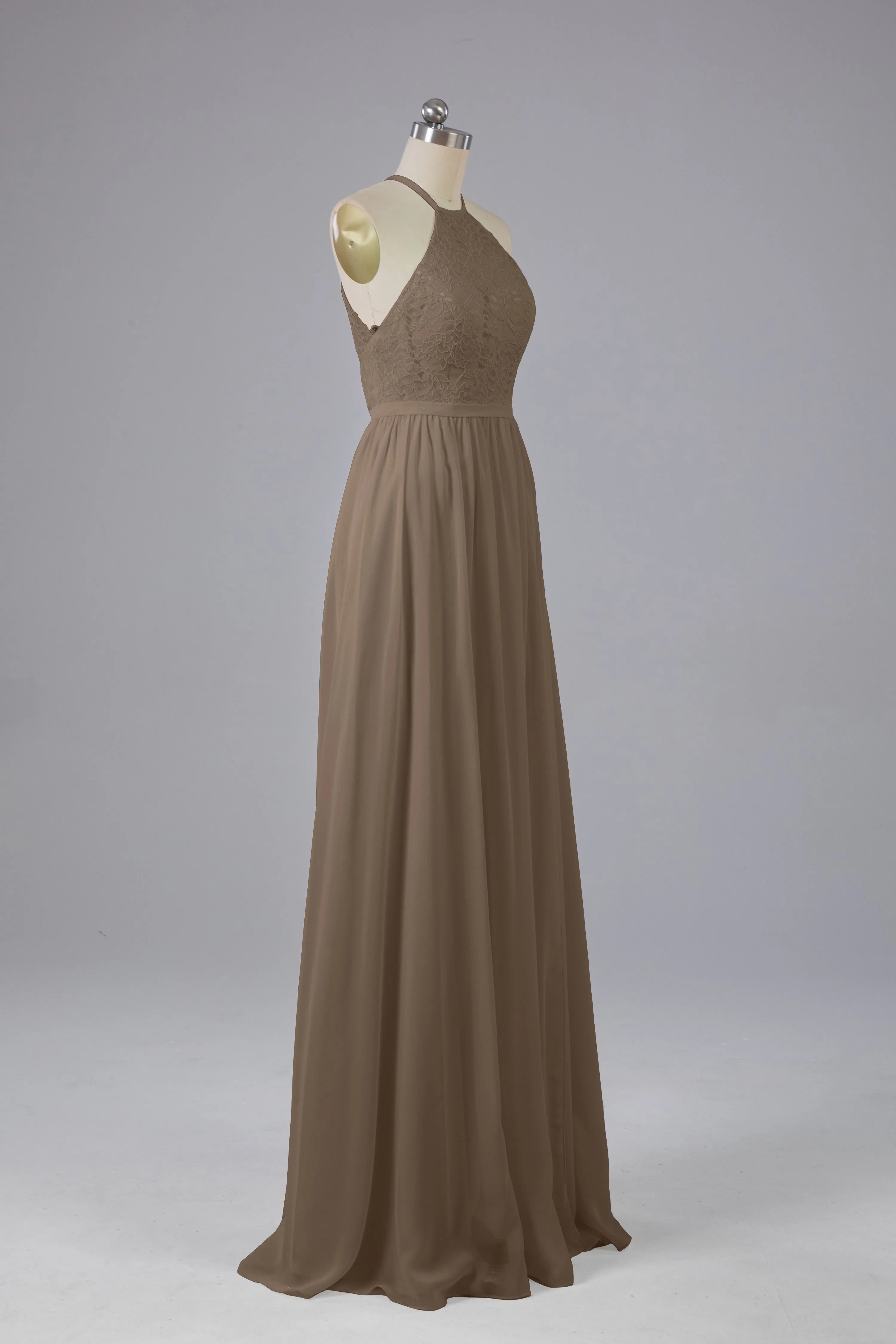 Chiffon Halter A-line Floor Length Bridesmaid Dresses