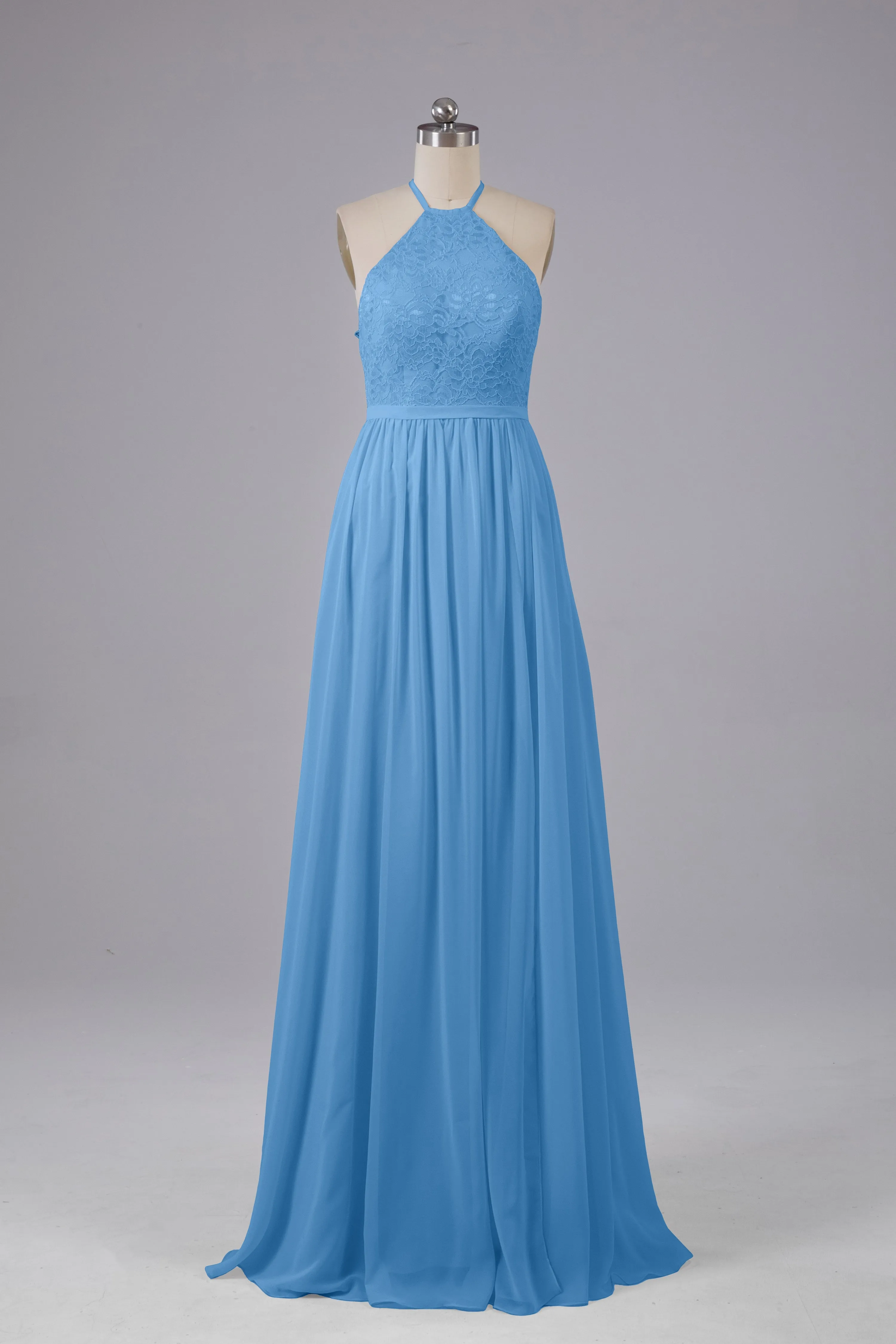 Chiffon Halter A-line Floor Length Bridesmaid Dresses