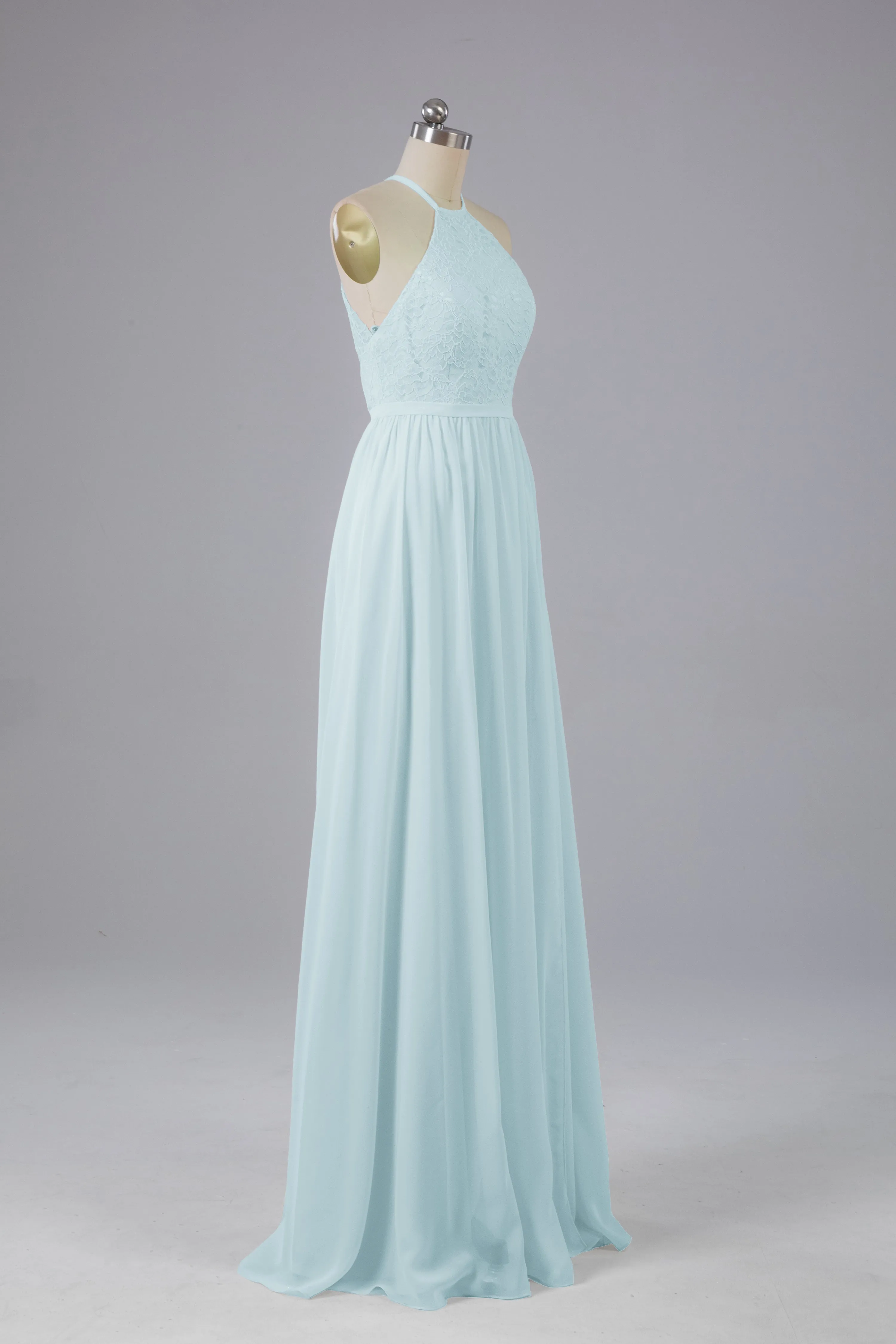 Chiffon Halter A-line Floor Length Bridesmaid Dresses