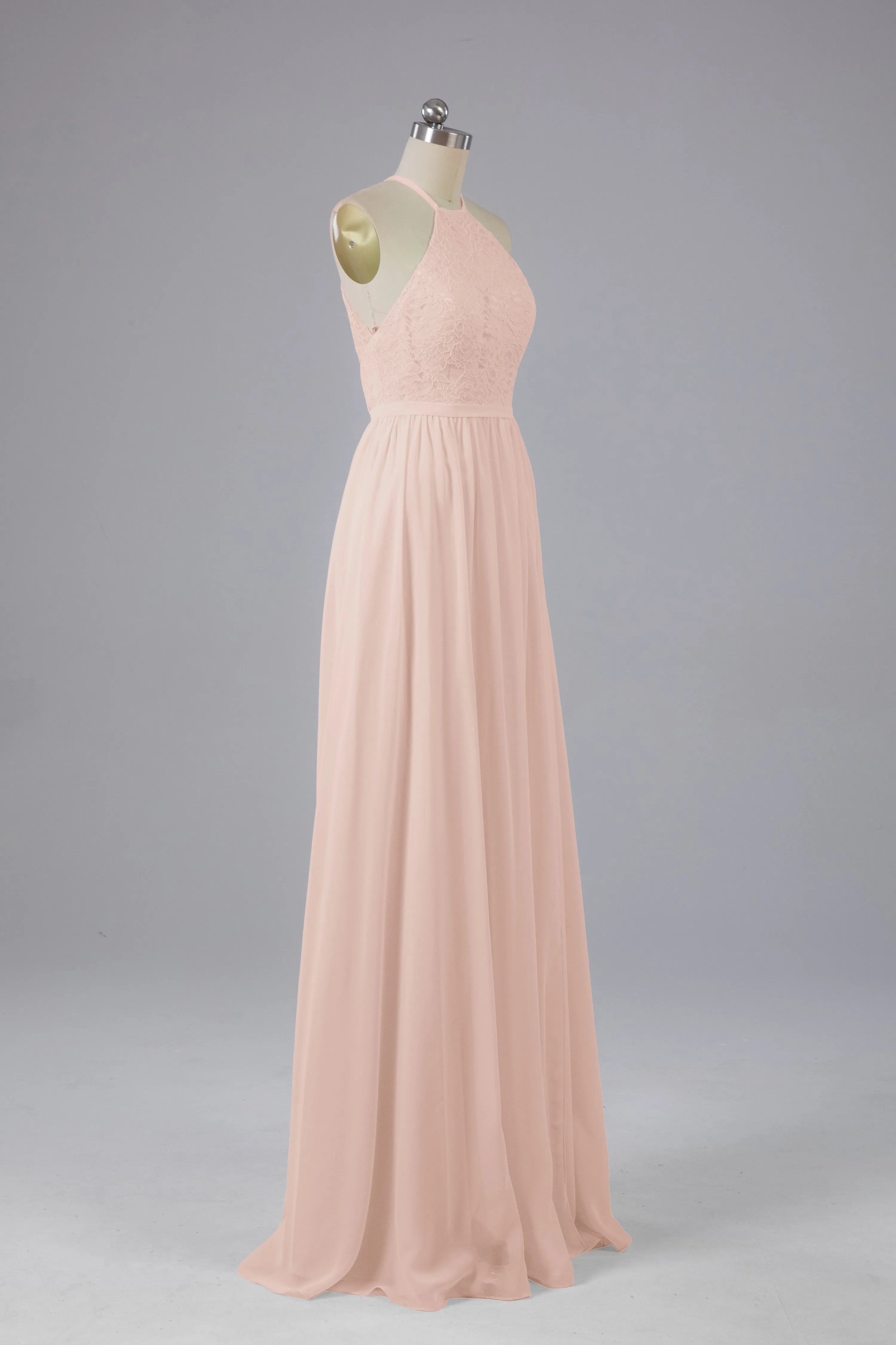 Chiffon Halter A-line Floor Length Bridesmaid Dresses