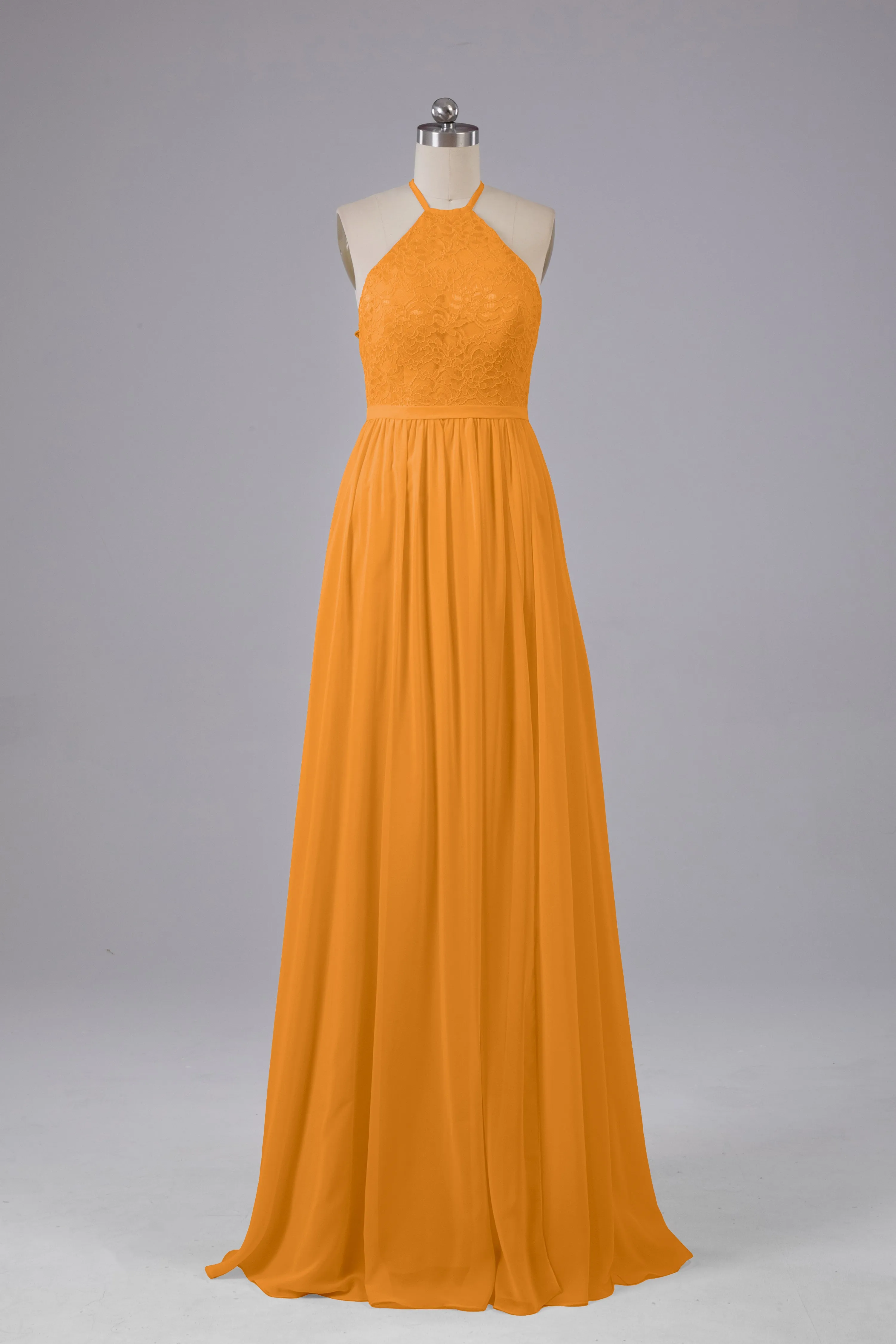 Chiffon Halter A-line Floor Length Bridesmaid Dresses