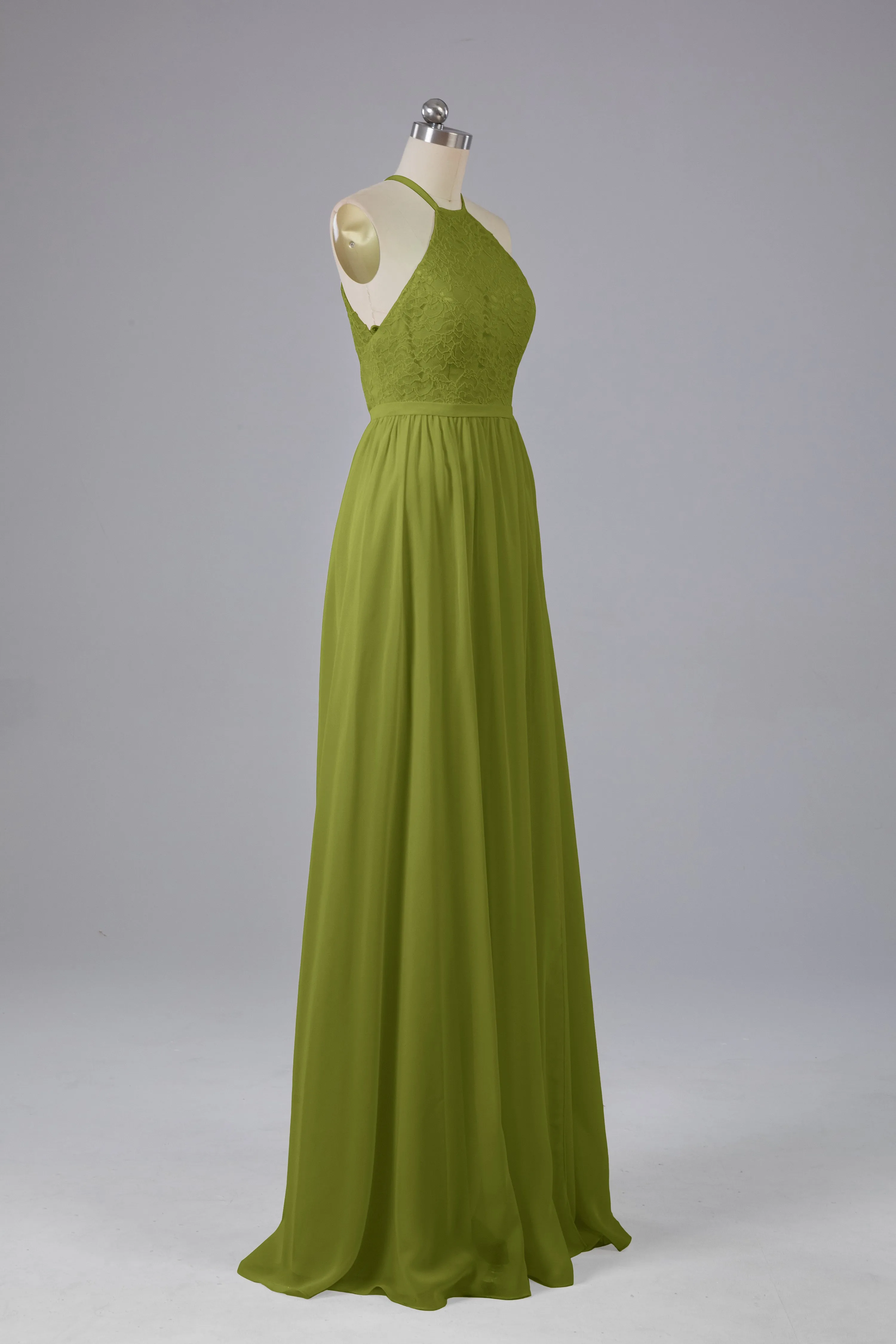 Chiffon Halter A-line Floor Length Bridesmaid Dresses