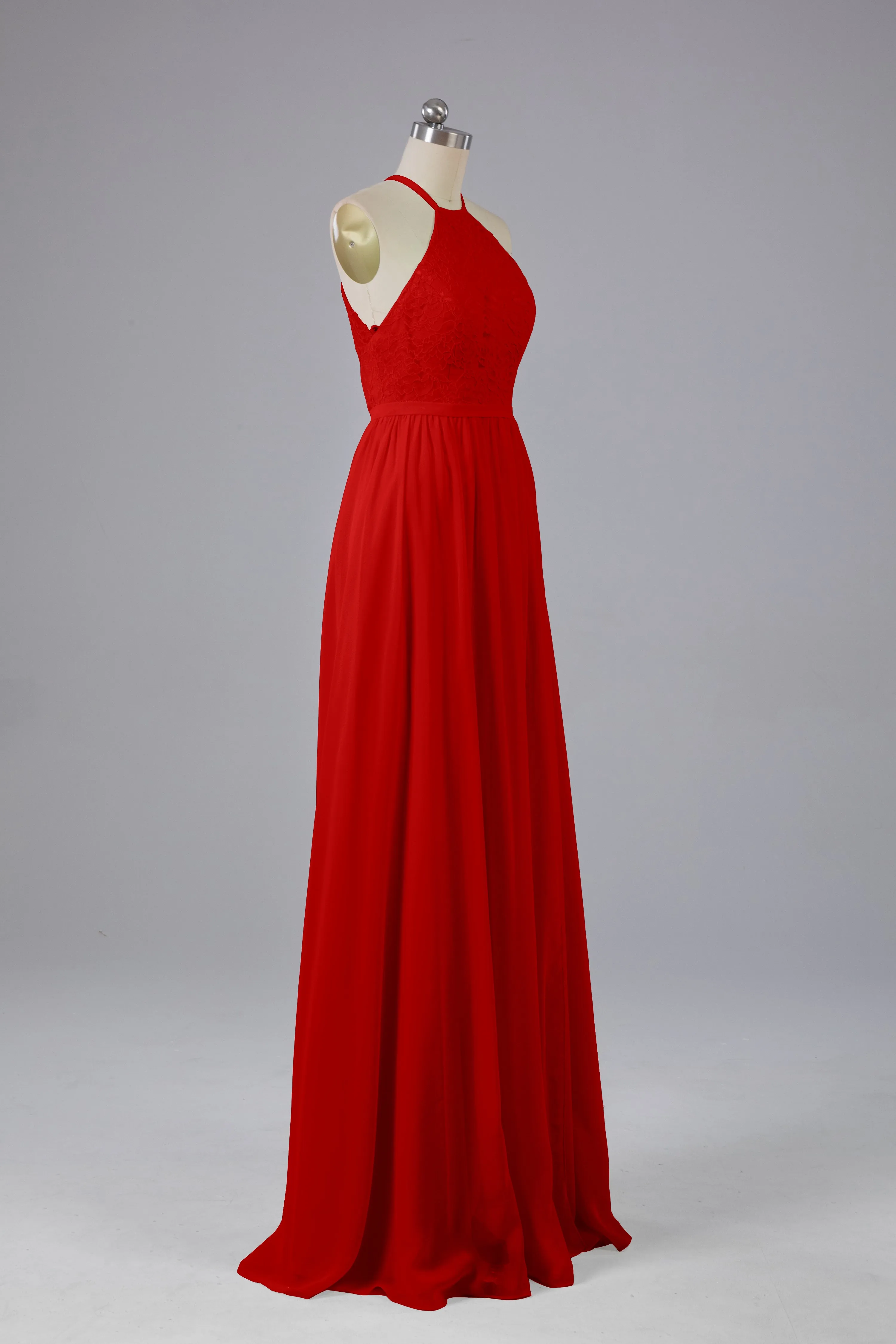 Chiffon Halter A-line Floor Length Bridesmaid Dresses