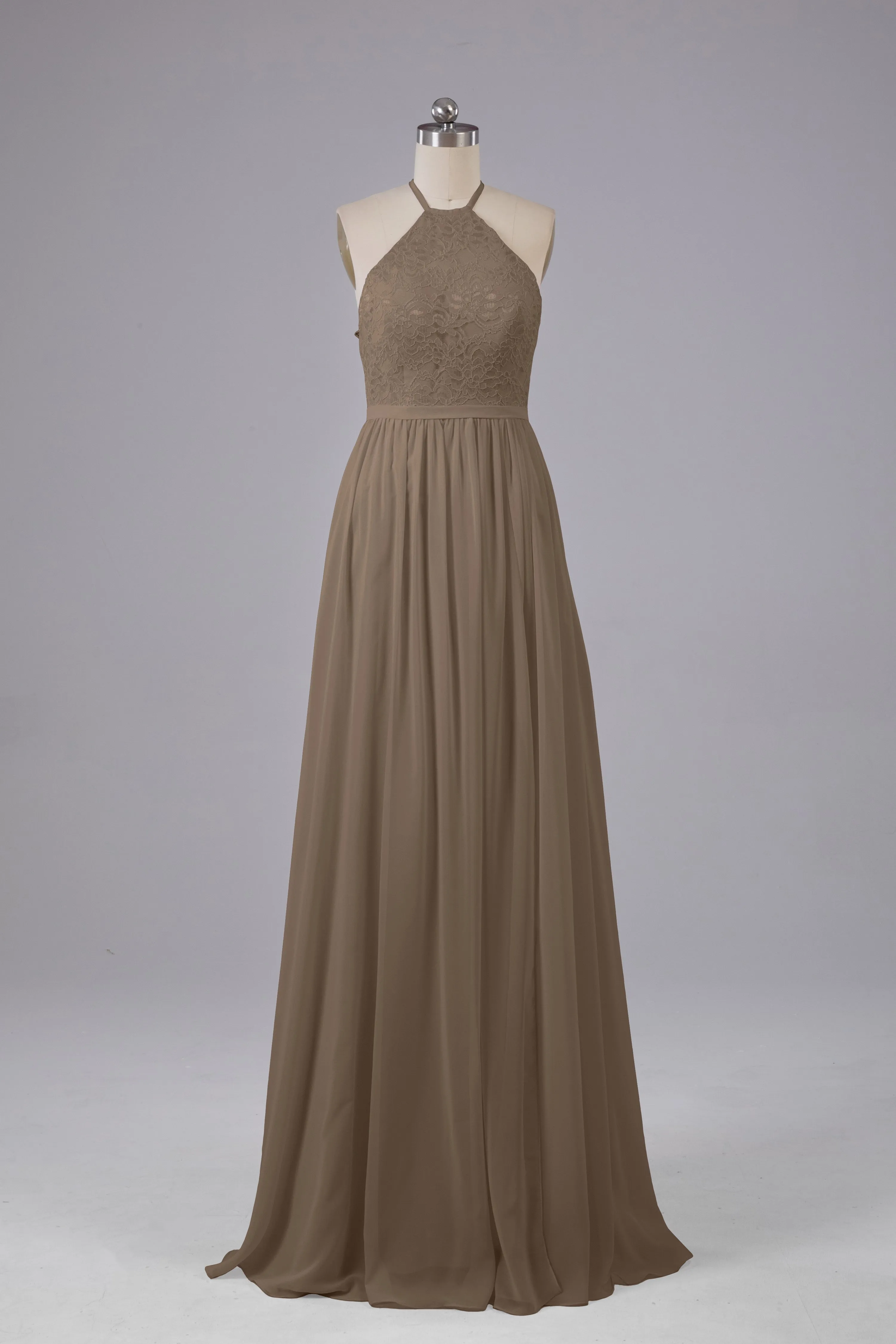 Chiffon Halter A-line Floor Length Bridesmaid Dresses