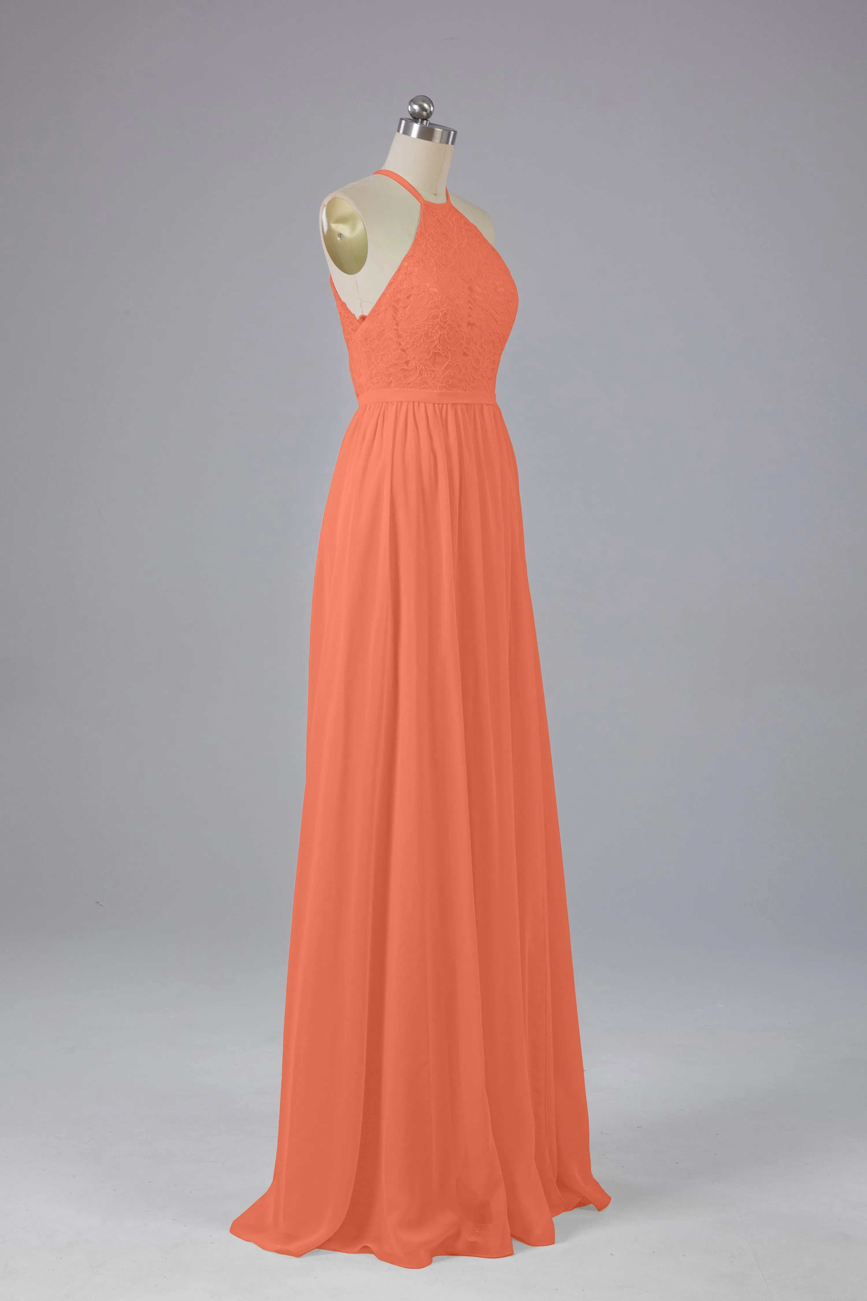 Chiffon Halter A-line Floor Length Bridesmaid Dresses