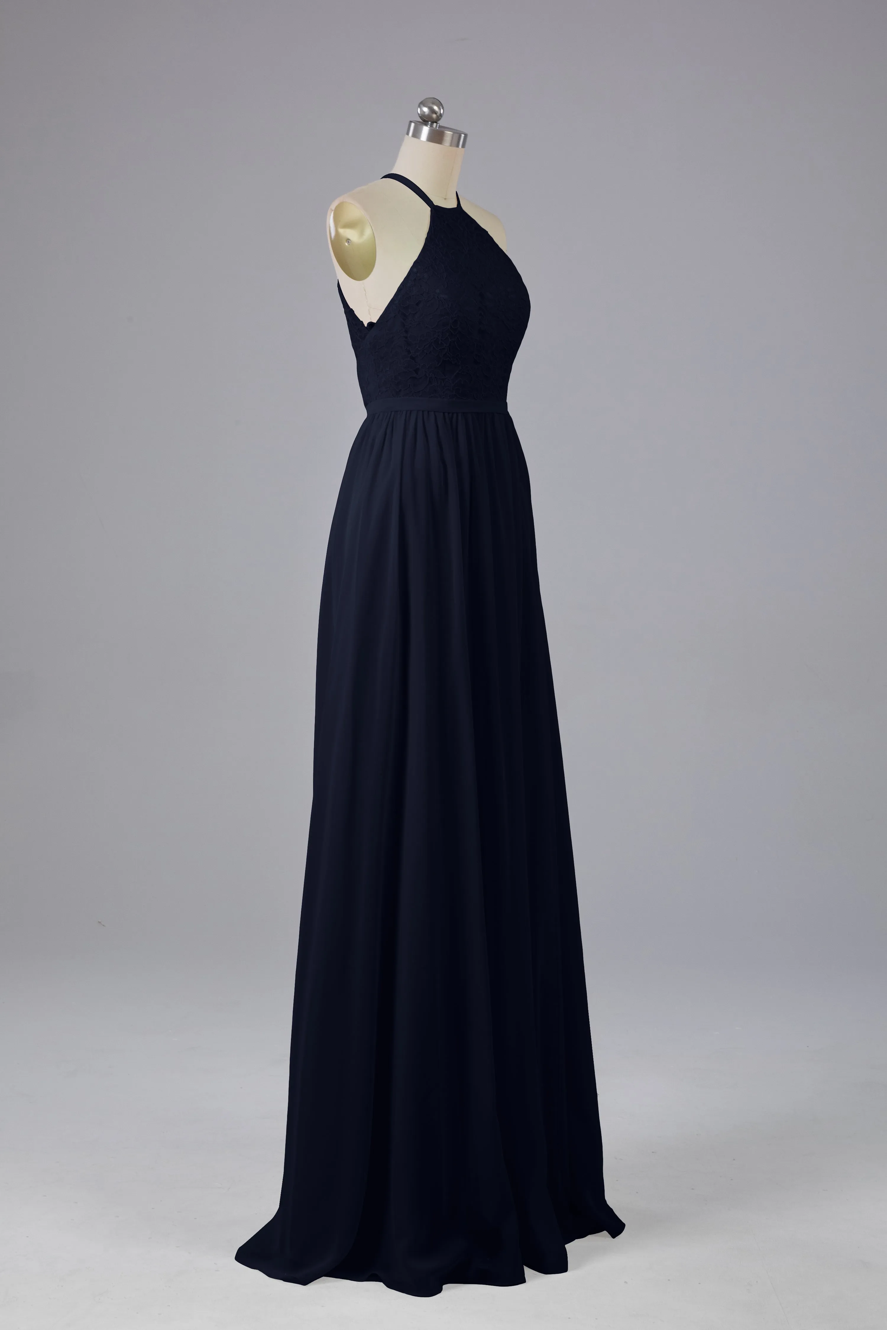 Chiffon Halter A-line Floor Length Bridesmaid Dresses