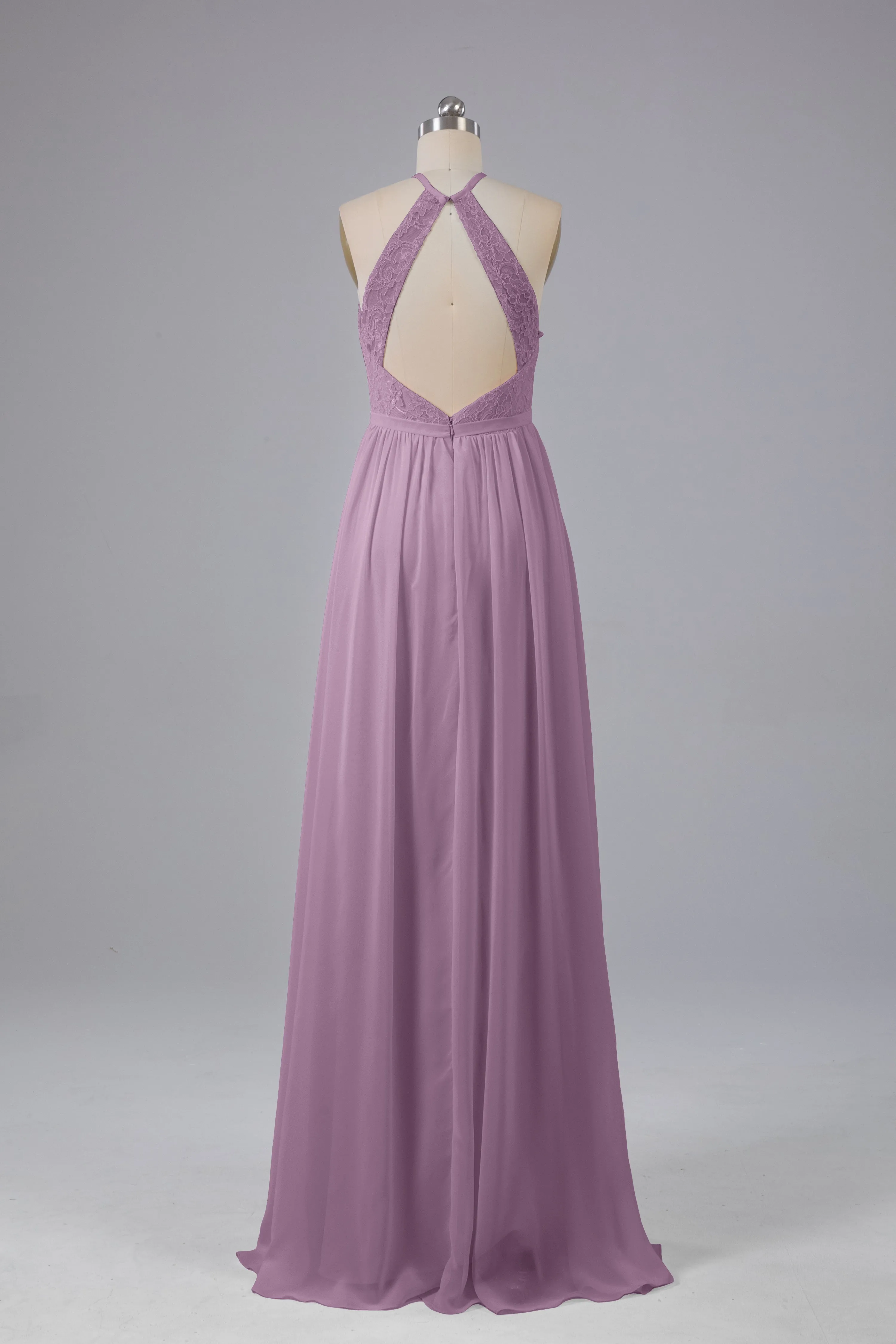 Chiffon Halter A-line Floor Length Bridesmaid Dresses