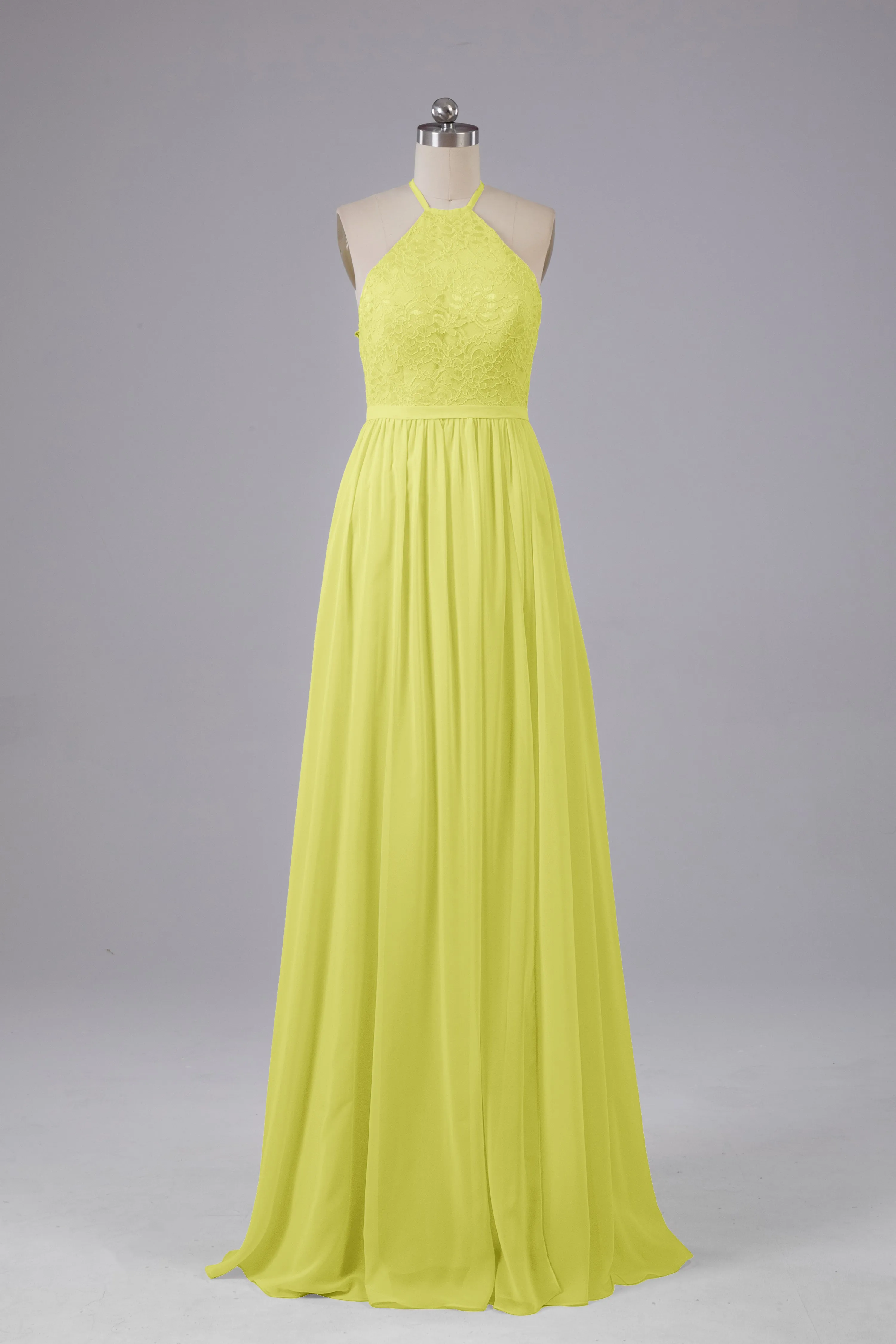 Chiffon Halter A-line Floor Length Bridesmaid Dresses