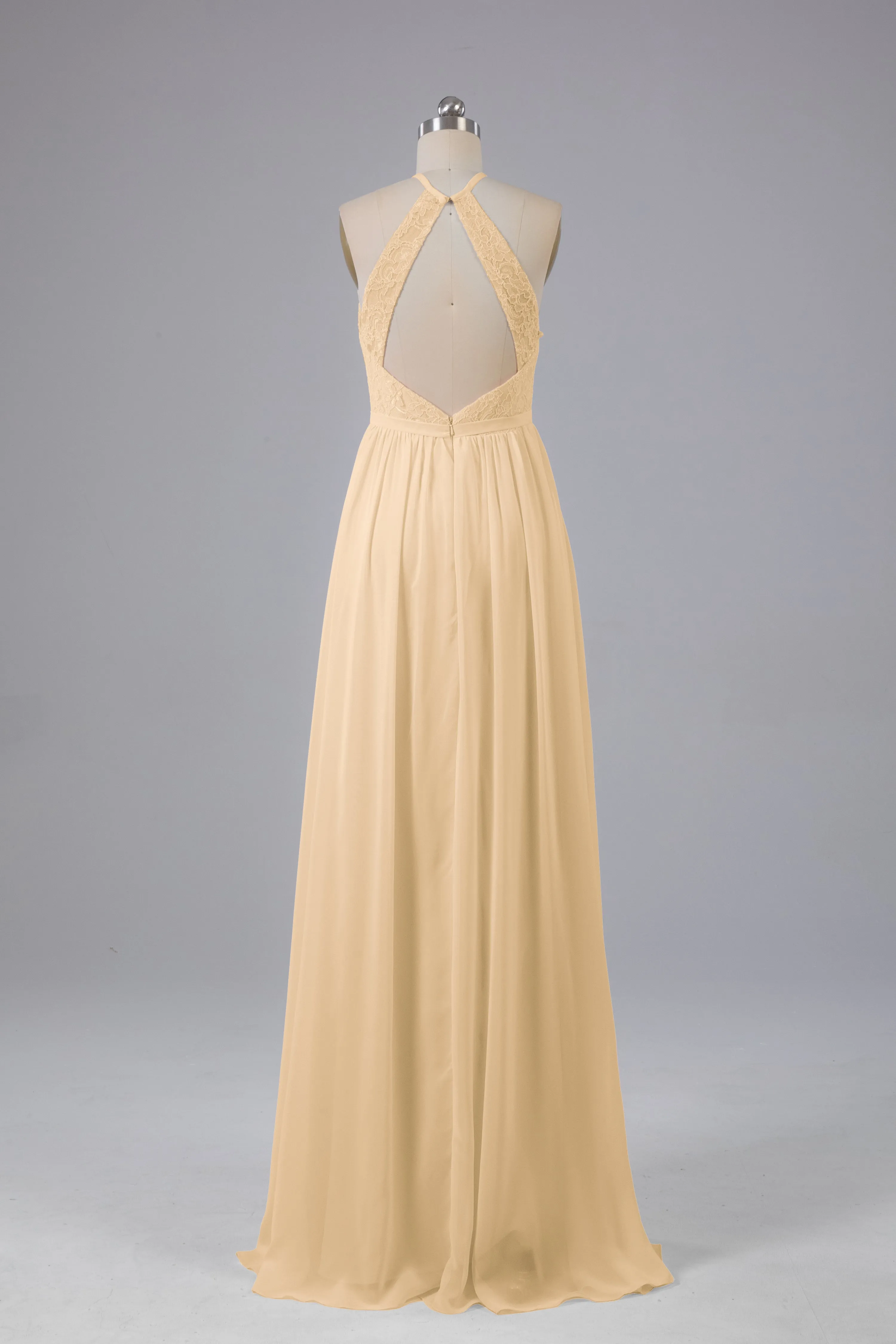 Chiffon Halter A-line Floor Length Bridesmaid Dresses