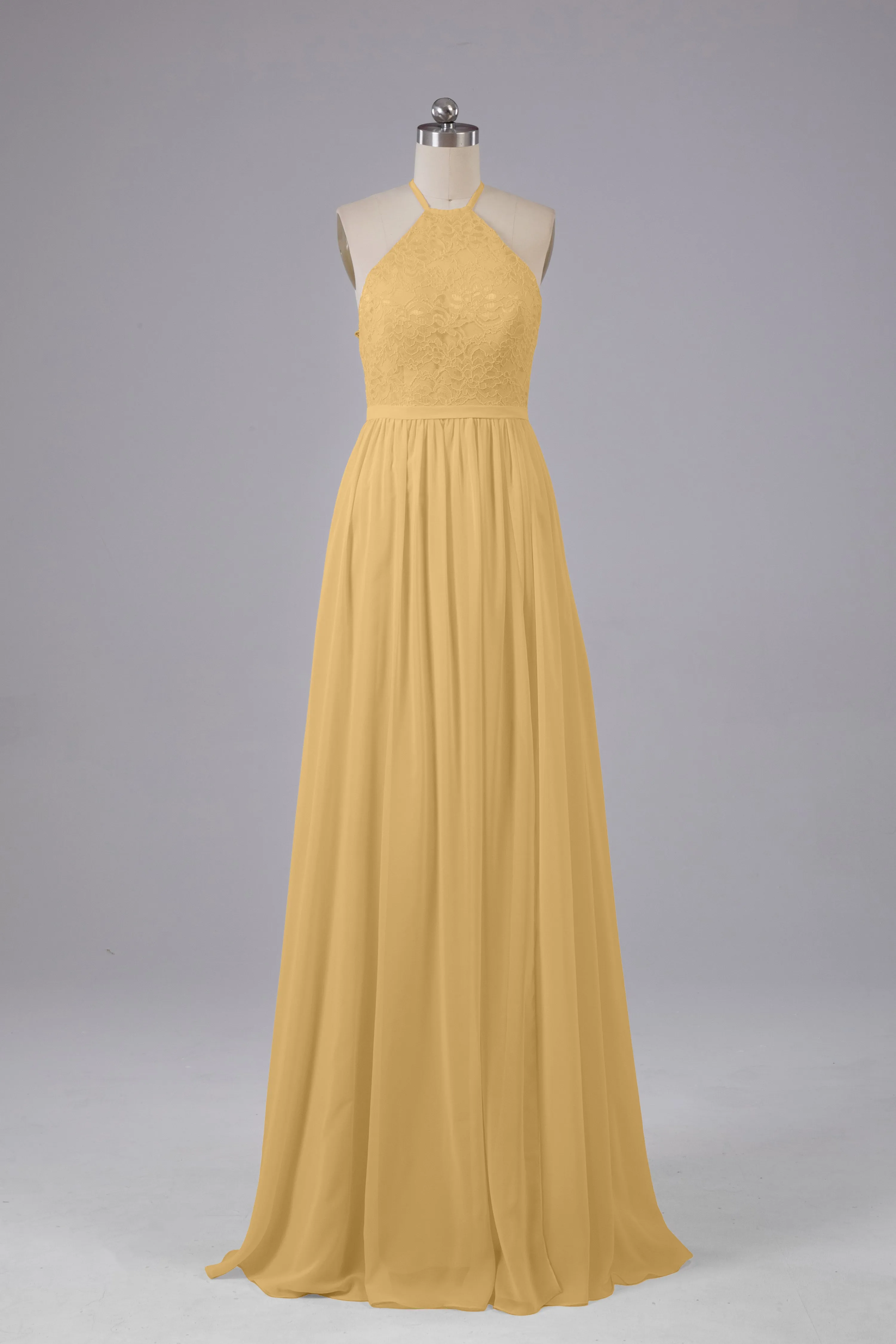 Chiffon Halter A-line Floor Length Bridesmaid Dresses
