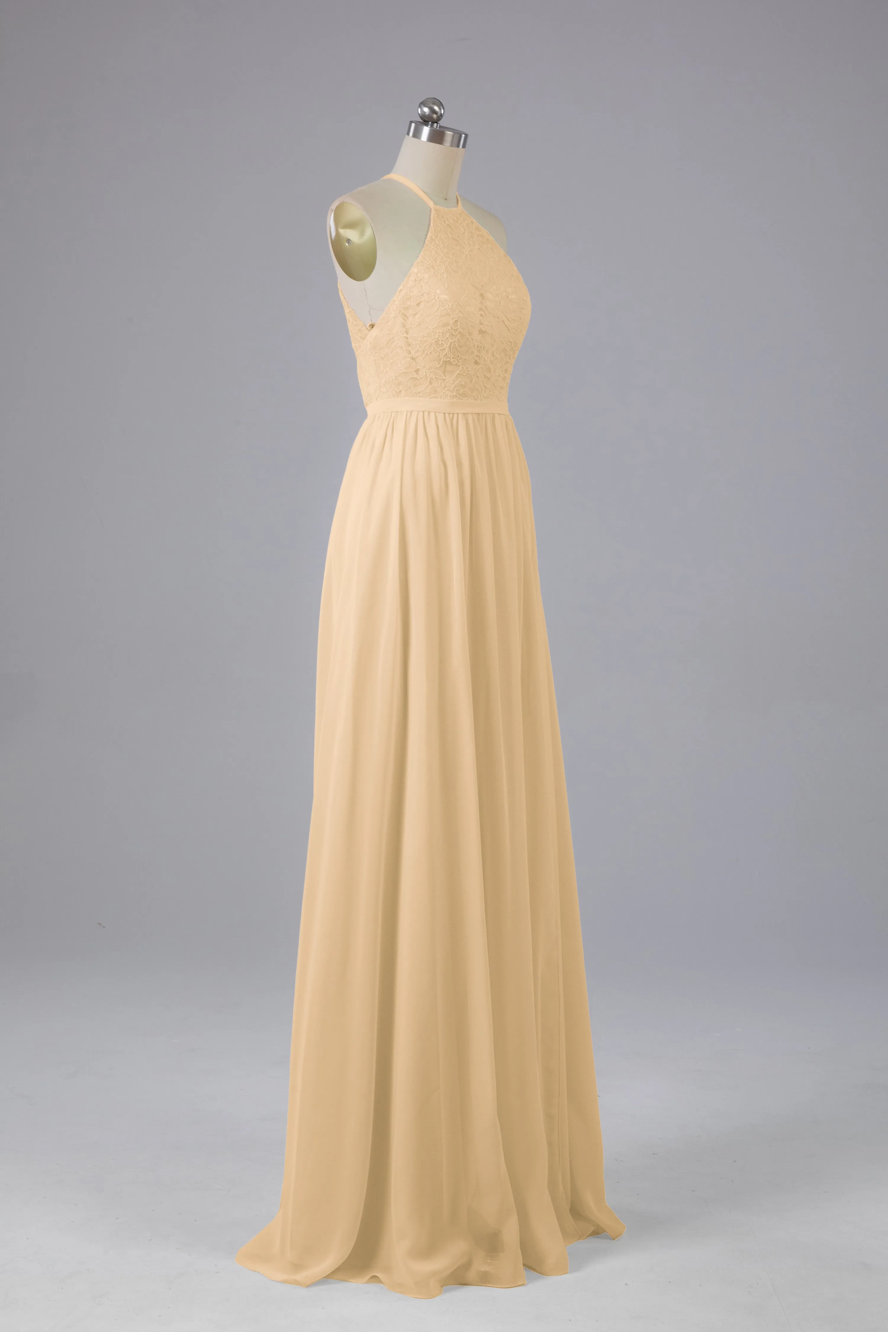 Chiffon Halter A-line Floor Length Bridesmaid Dresses