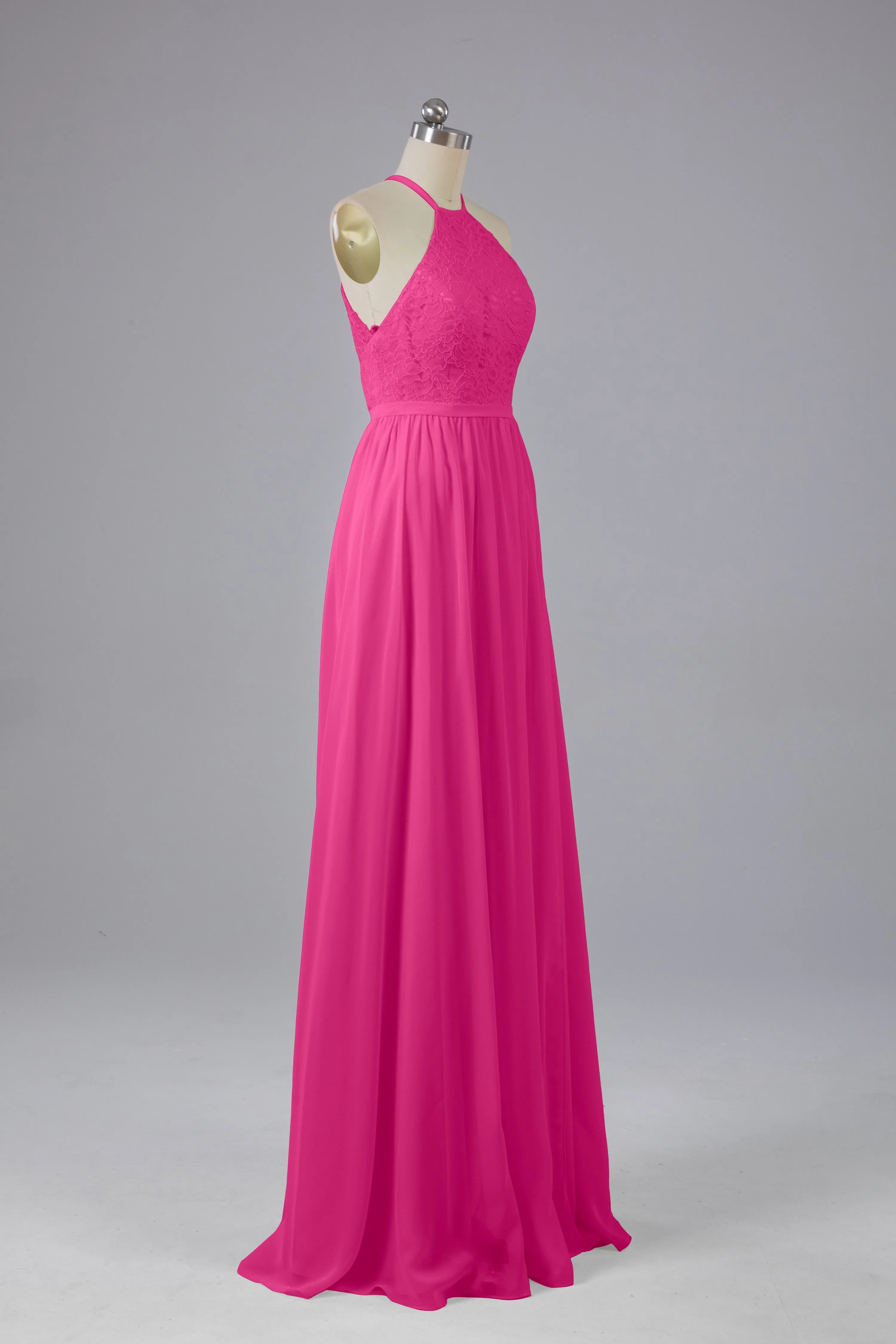 Chiffon Halter A-line Floor Length Bridesmaid Dresses