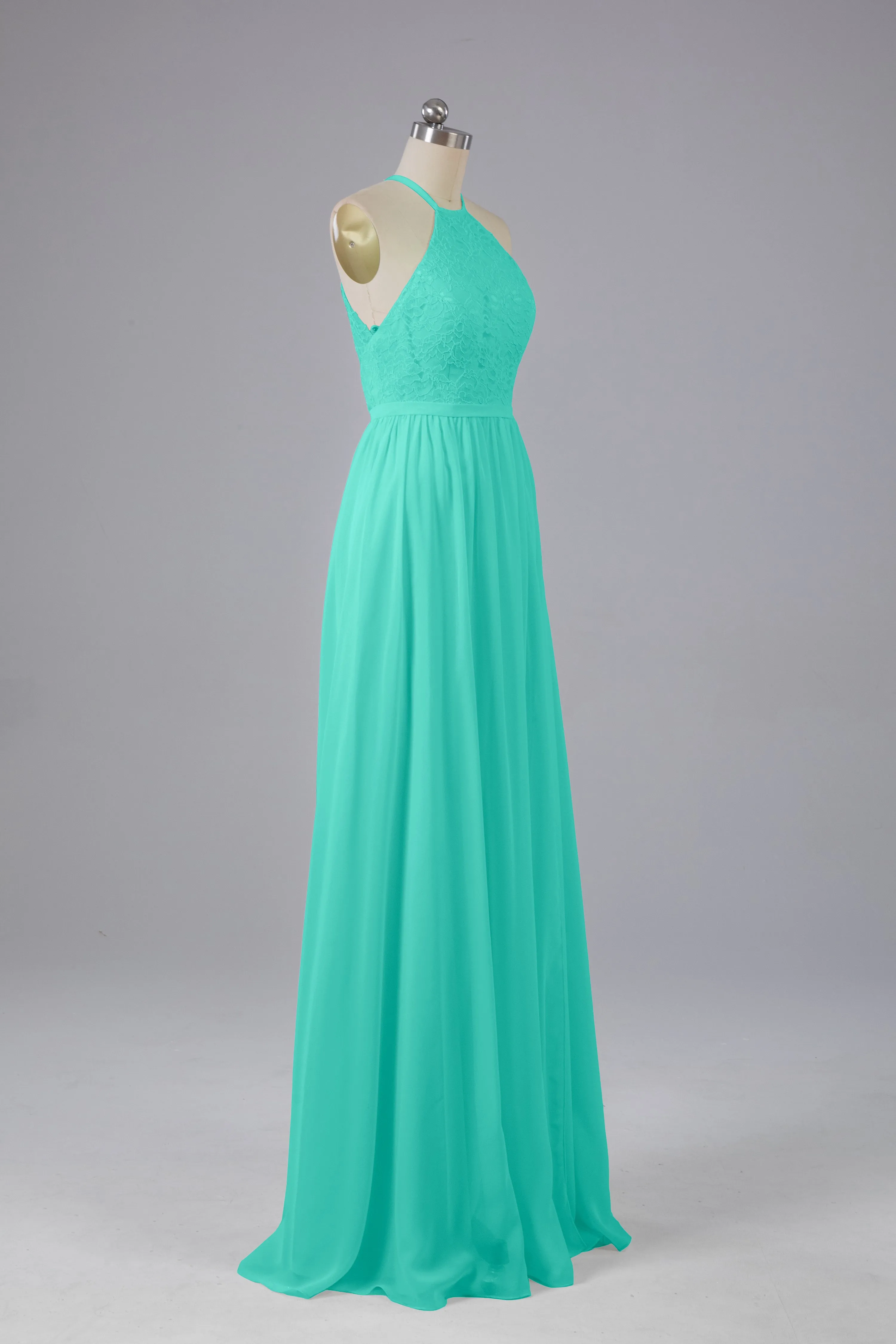 Chiffon Halter A-line Floor Length Bridesmaid Dresses