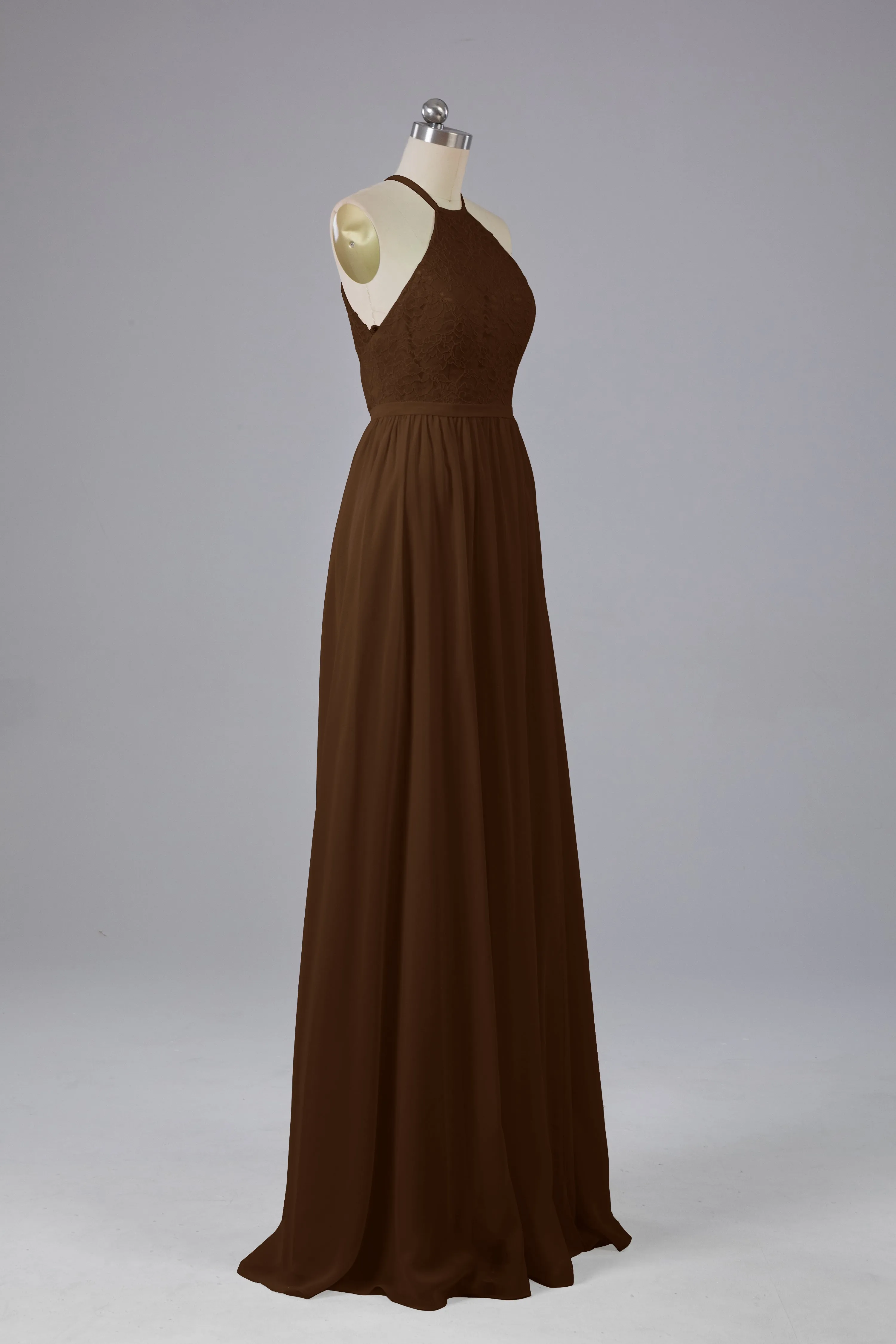 Chiffon Halter A-line Floor Length Bridesmaid Dresses