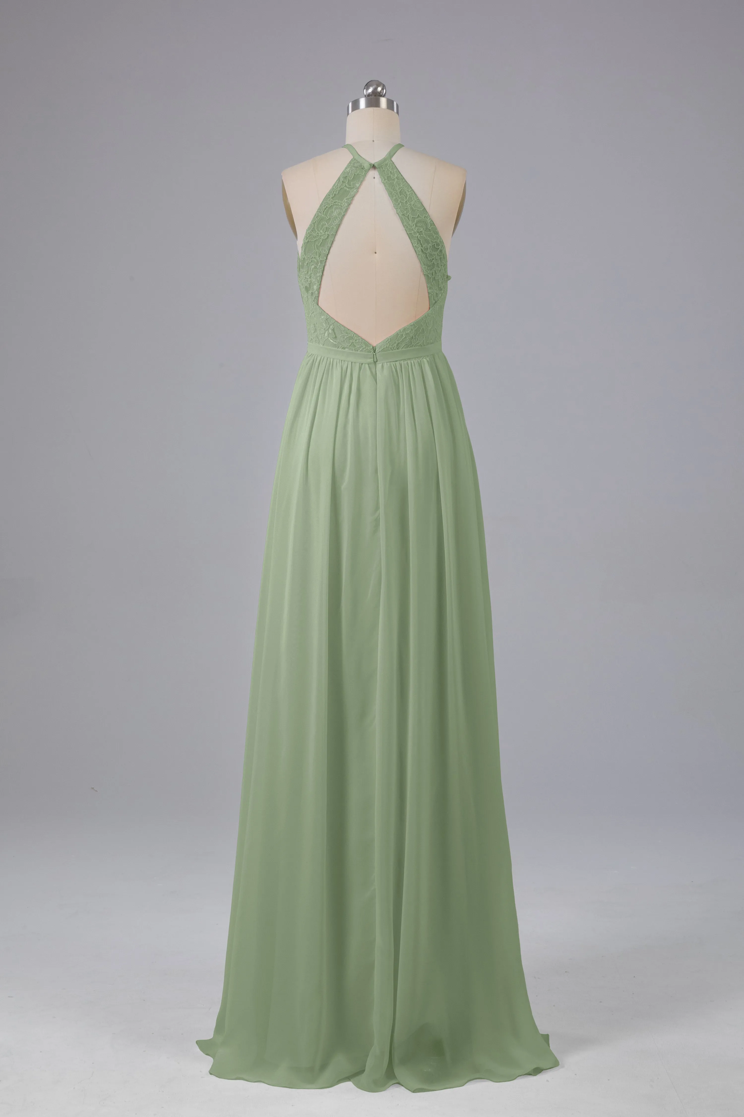 Chiffon Halter A-line Floor Length Bridesmaid Dresses