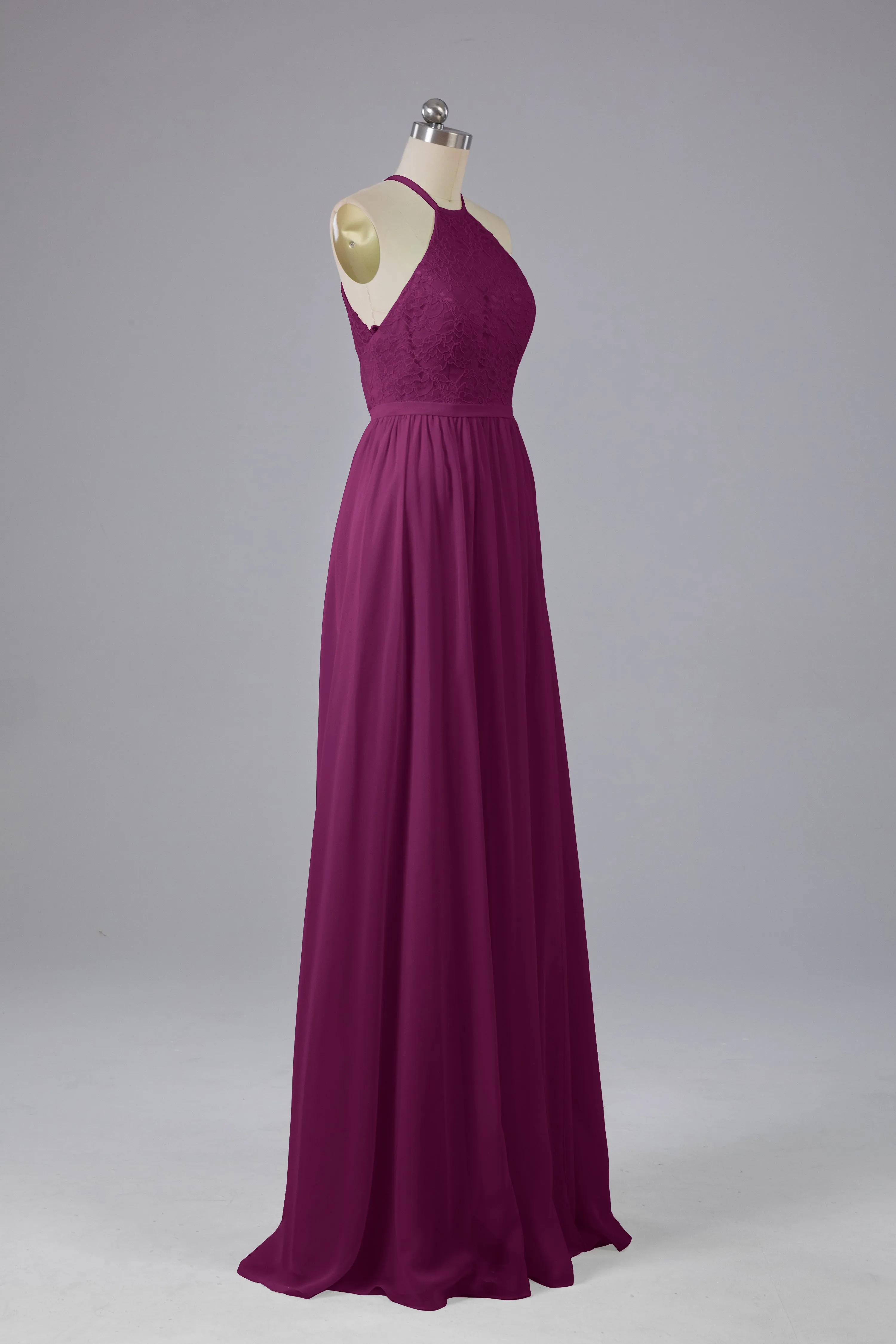 Chiffon Halter A-line Floor Length Bridesmaid Dresses