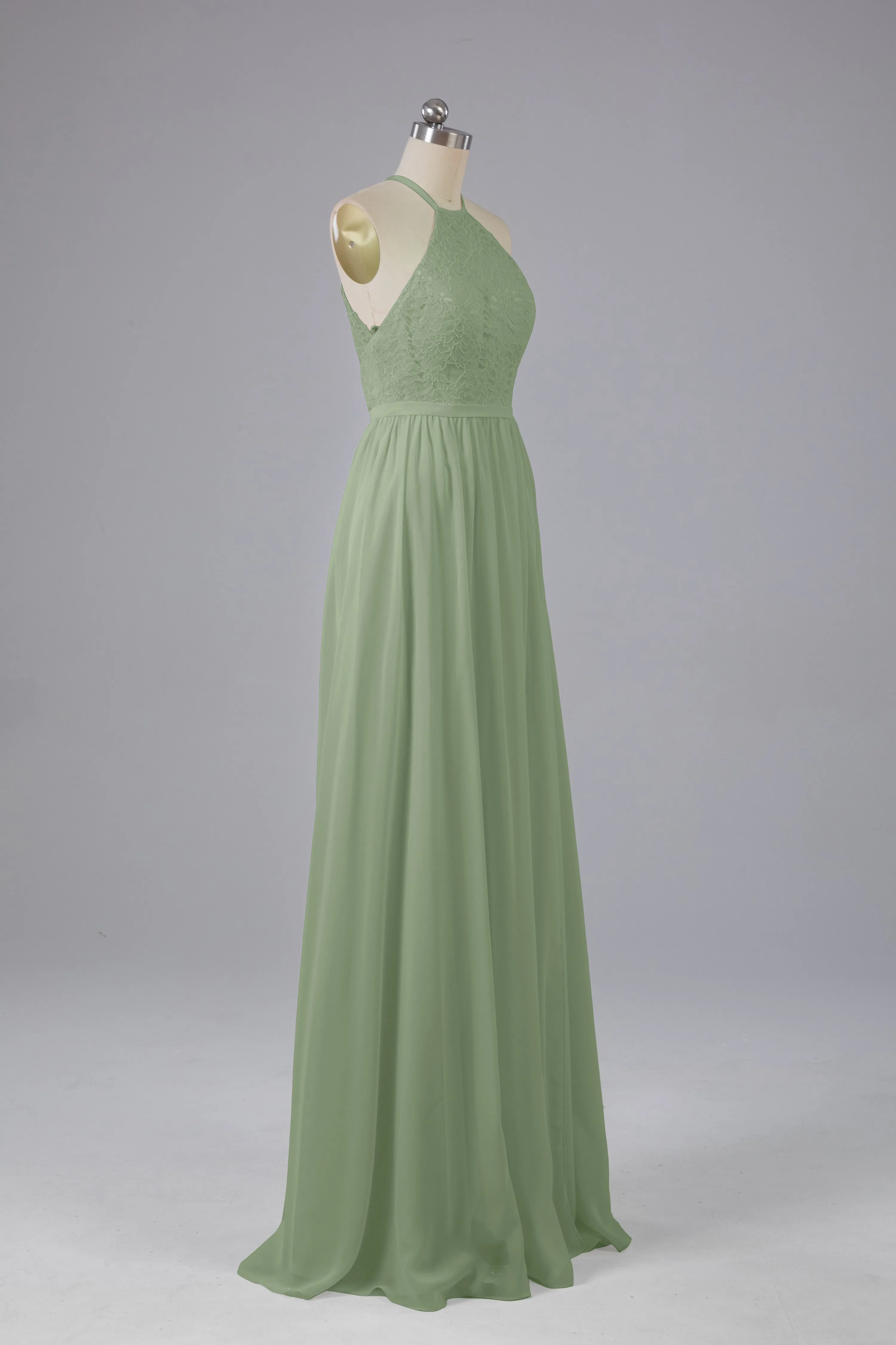 Chiffon Halter A-line Floor Length Bridesmaid Dresses