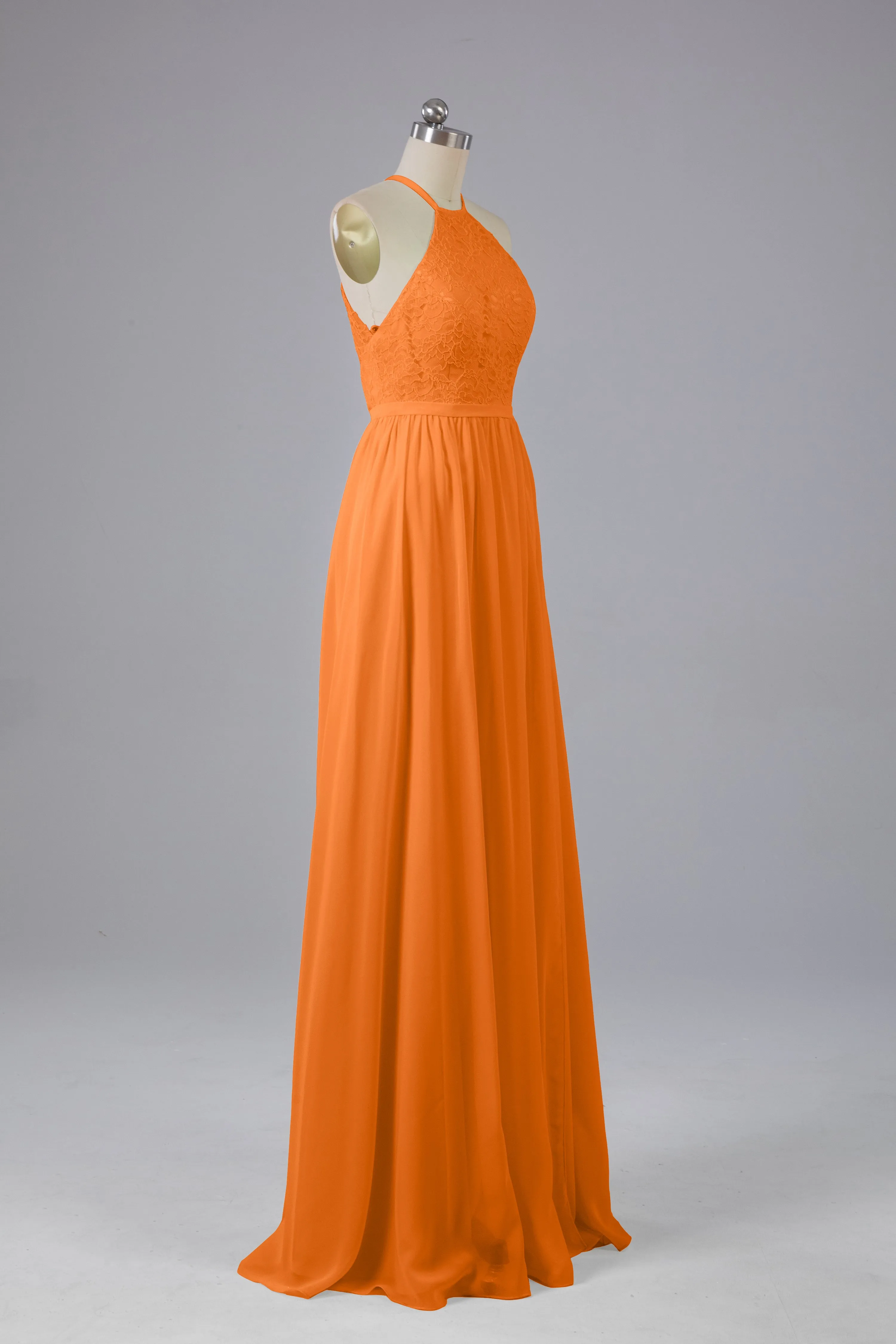 Chiffon Halter A-line Floor Length Bridesmaid Dresses