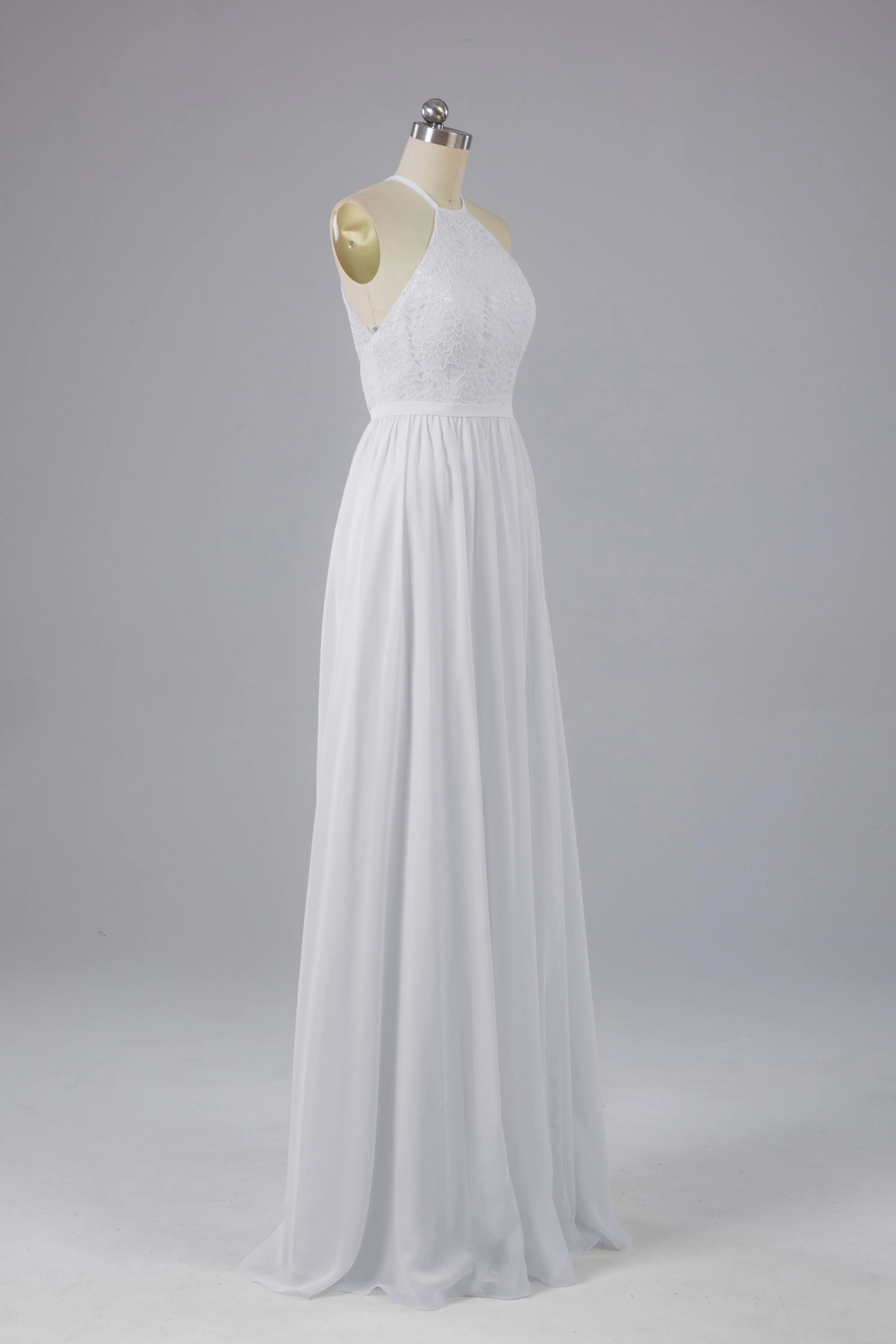 Chiffon Halter A-line Floor Length Bridesmaid Dresses