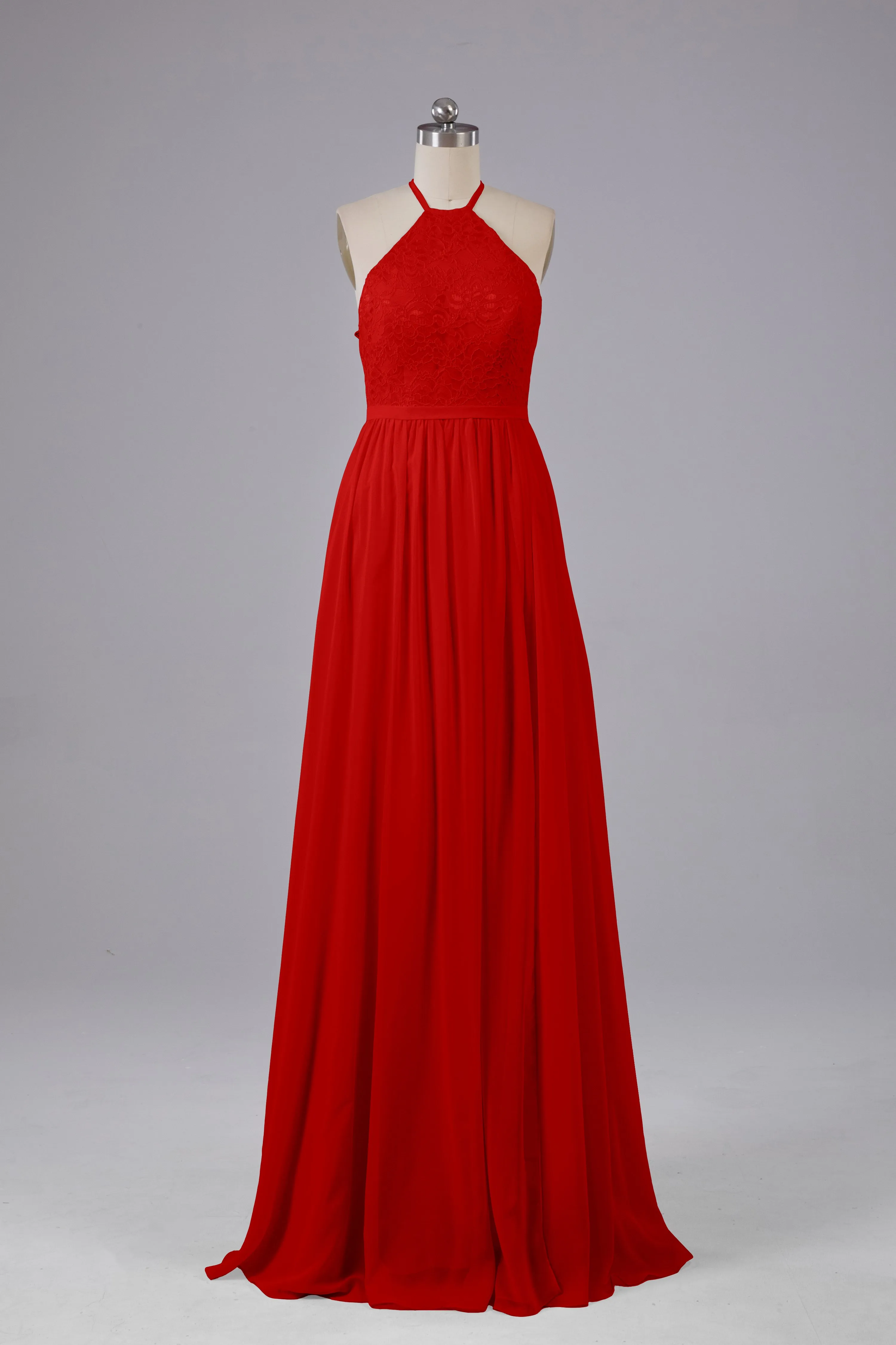 Chiffon Halter A-line Floor Length Bridesmaid Dresses