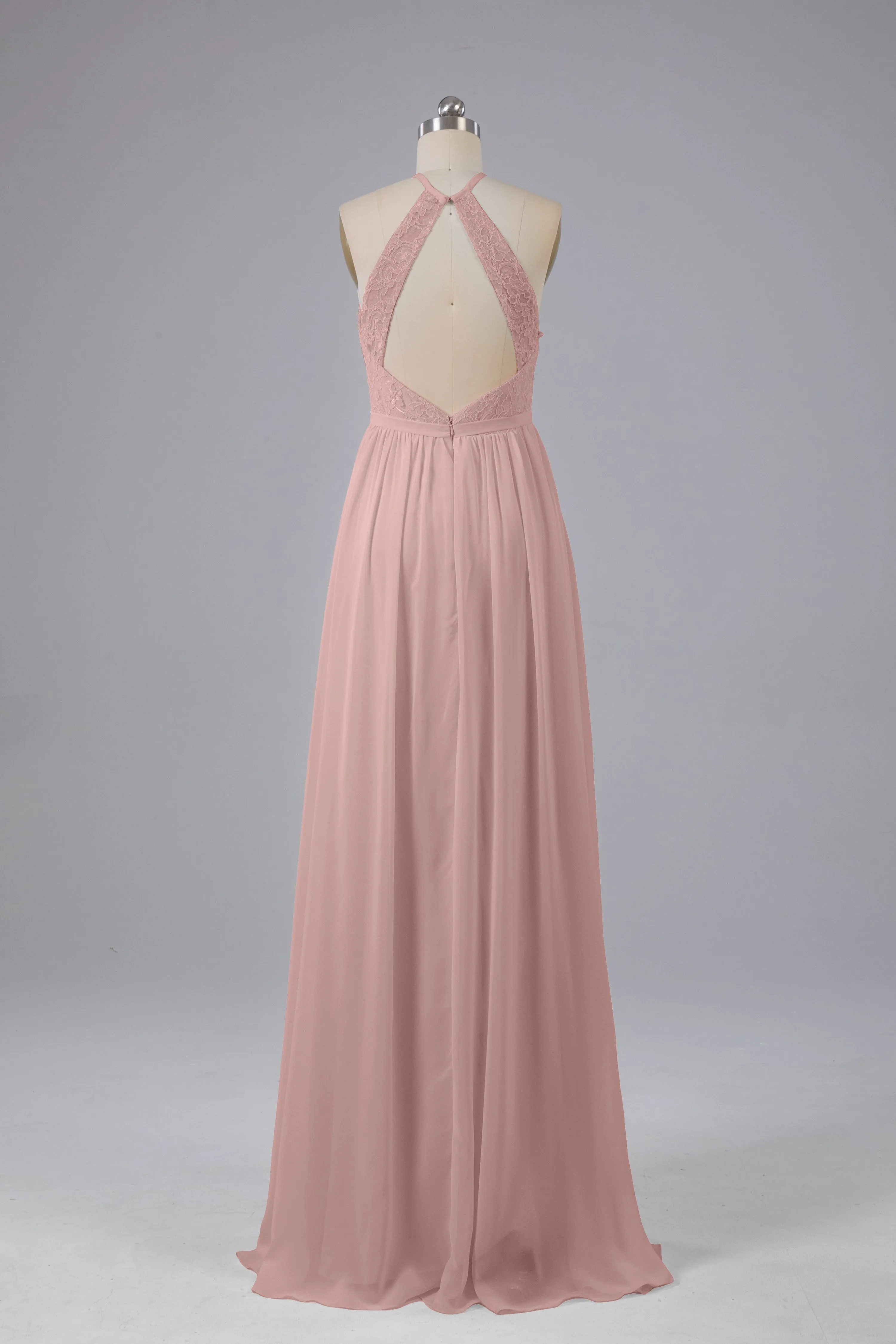 Chiffon Halter A-line Floor Length Bridesmaid Dresses