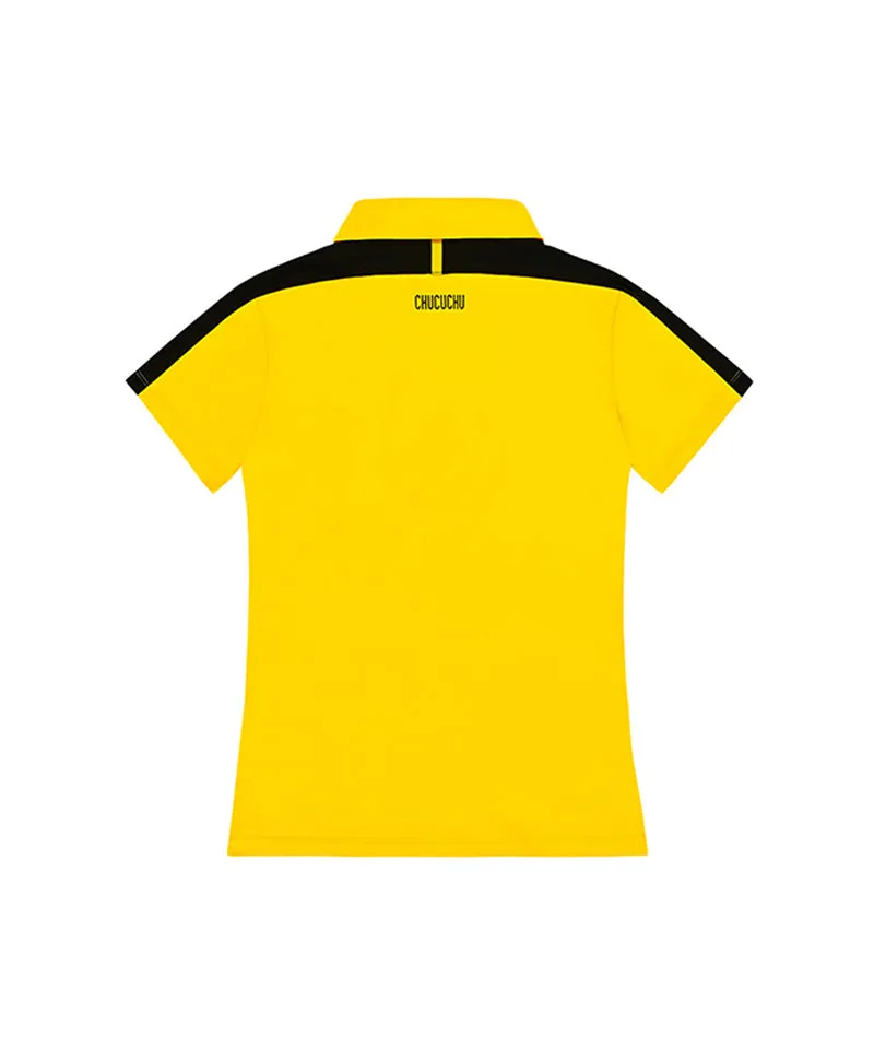 CHUCUCHU Women's Shoulder Line Polo T-Shirt - Yellow
