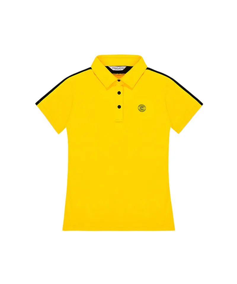 CHUCUCHU Women's Shoulder Line Polo T-Shirt - Yellow