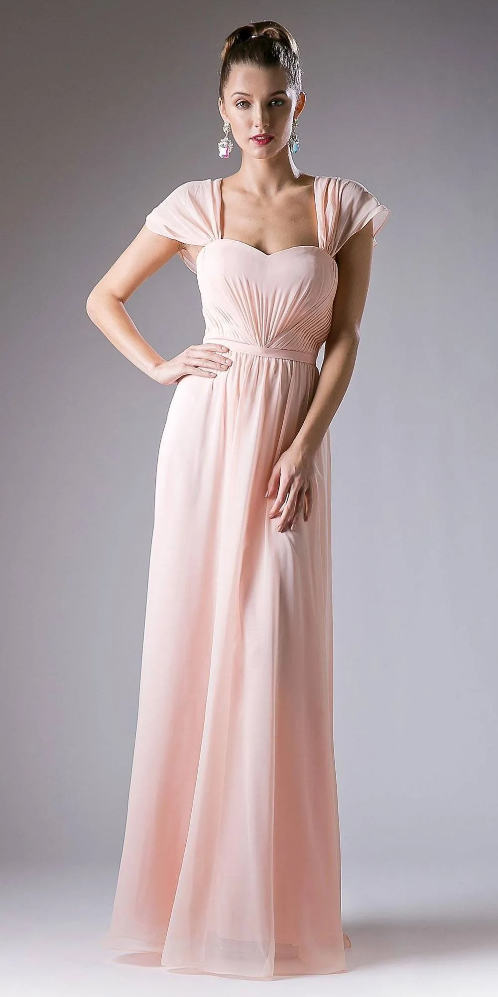 Cinderella Divine CH532 Sweetheart Neck A-Line Dress with Sleeves