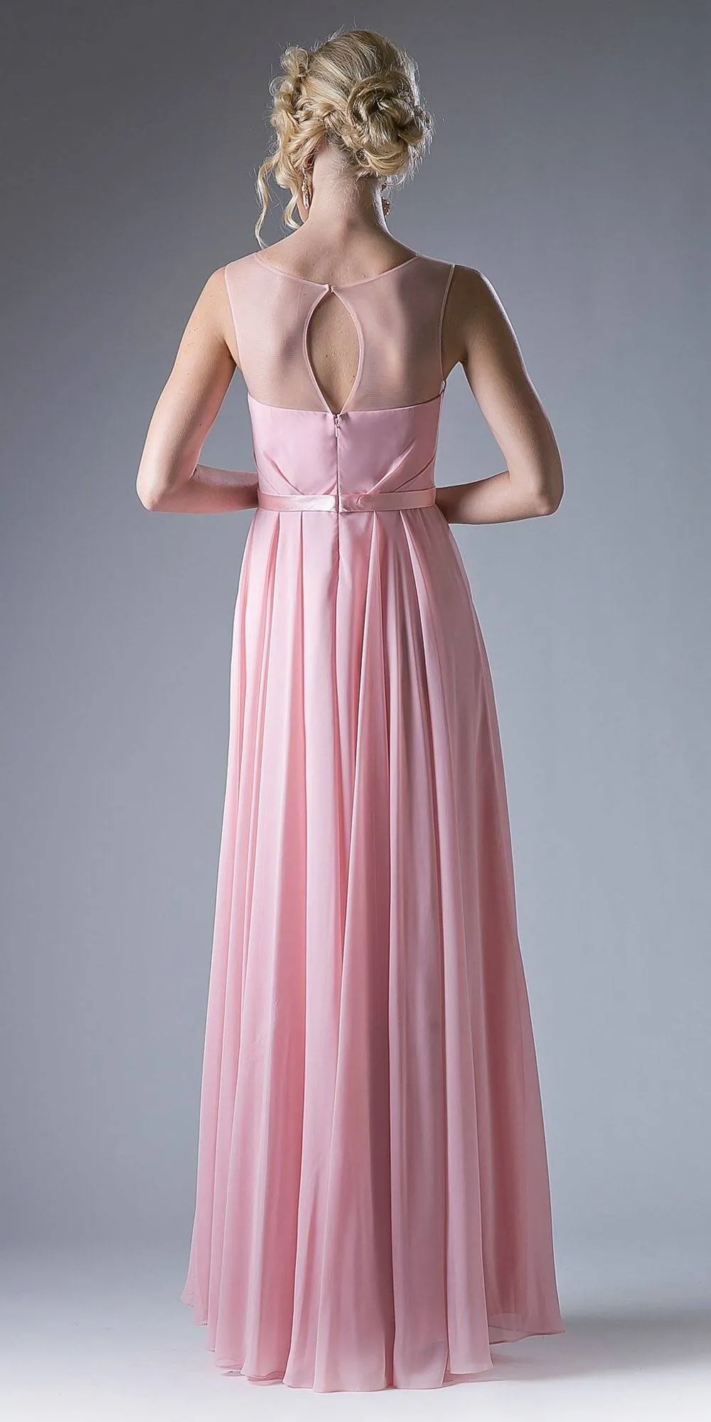 Cinderella Divine CJ236 Illusion Cowl Neckline A-Line Long Dress