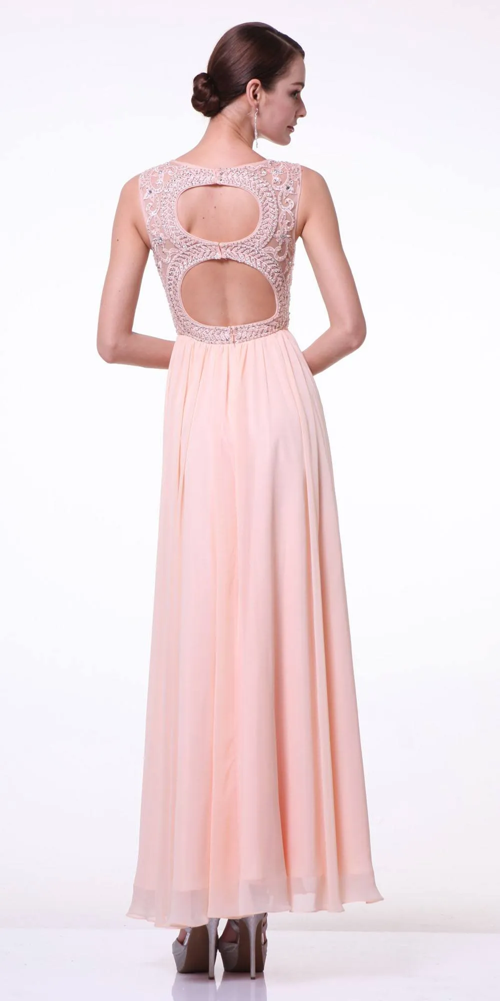 Cinderella Divine J710 Cut-Out Back Sleeveless Long Dress