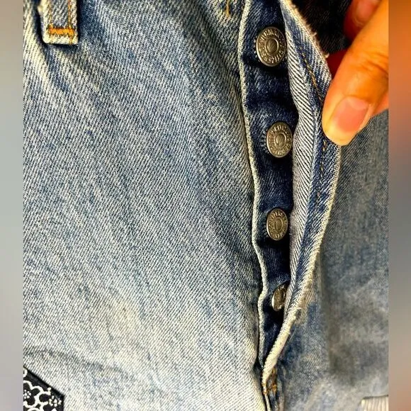 Citizens of Humanity Denim Mini Skirt, Button Fly,Patchwork,Size 27 BohoWestern