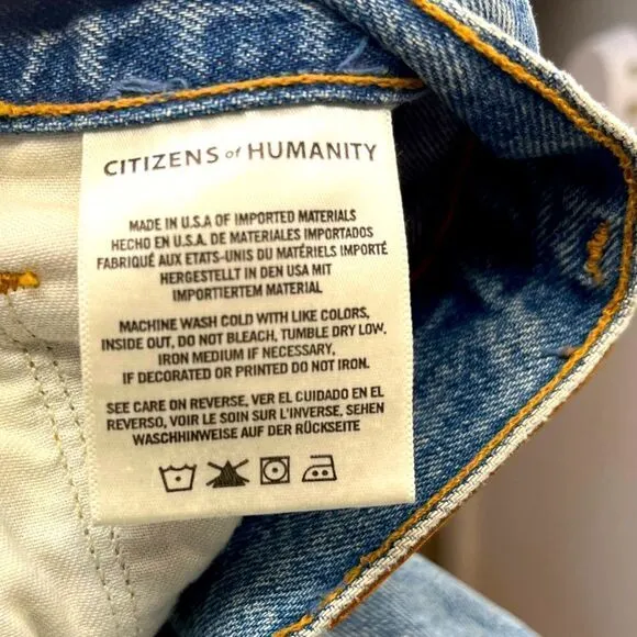 Citizens of Humanity Denim Mini Skirt, Button Fly,Patchwork,Size 27 BohoWestern