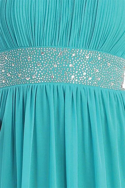 CLEARANCE - Celavie 2095L Long Lavender One Shoulder Gown Chiffon Empire (Size L)