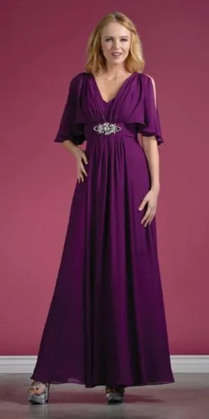 CLEARANCE - Cinderella Divine 1295 Long Grecian Dress Mid Length Sleeves (Size M)