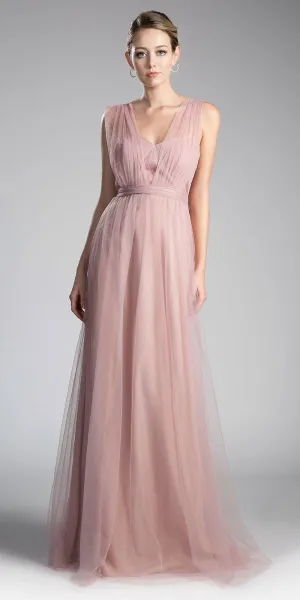 CLEARANCE - Tulle Infinity Style Long Blush Bridesmaid Dress (Size 12 and 14)