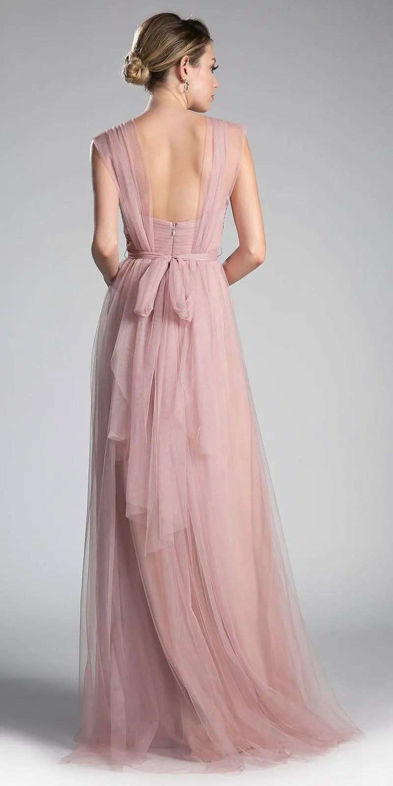CLEARANCE - Tulle Infinity Style Long Blush Bridesmaid Dress (Size 12 and 14)